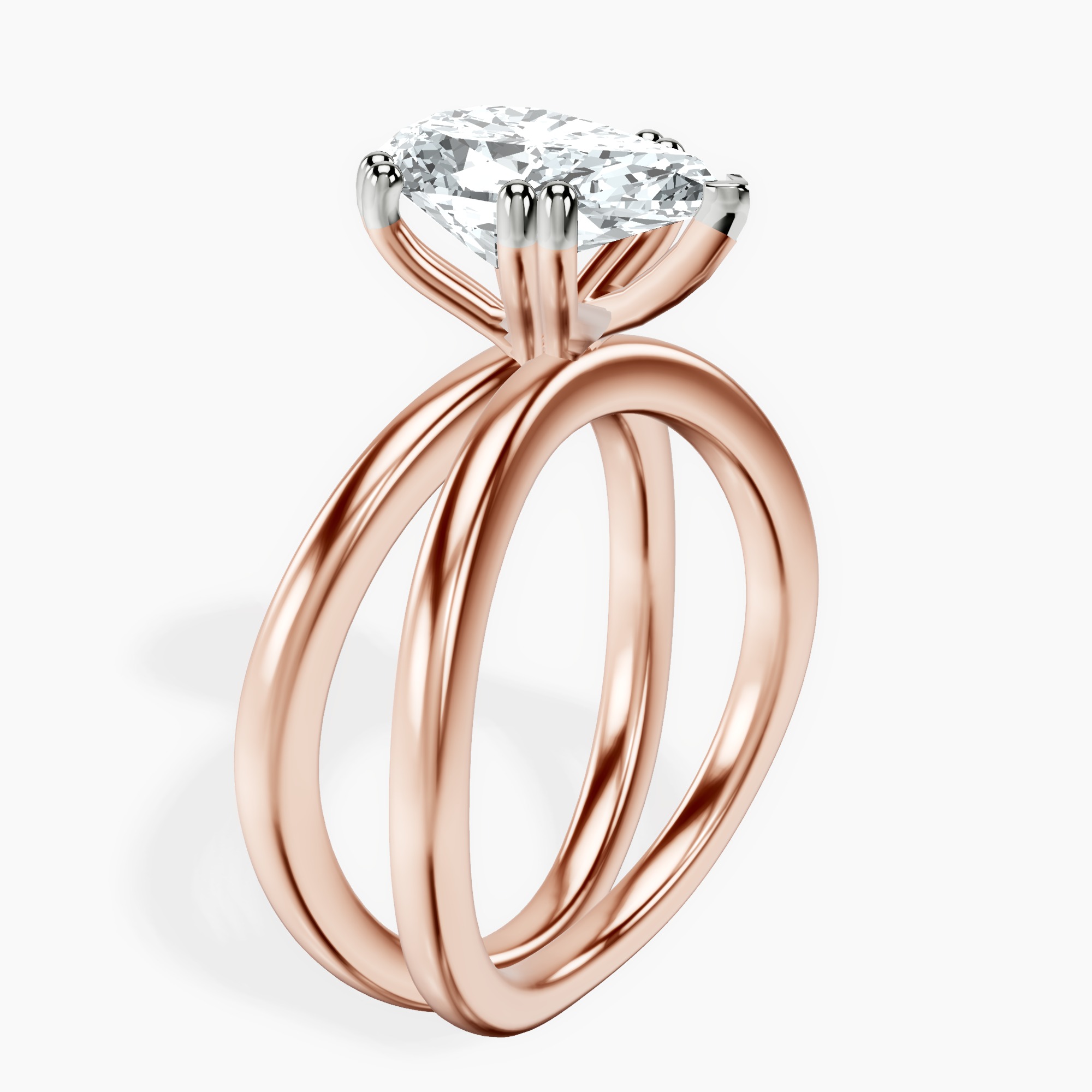 2.96 ct. pear Stella Criss Cross Ring in 18kt rose gold standing product image one