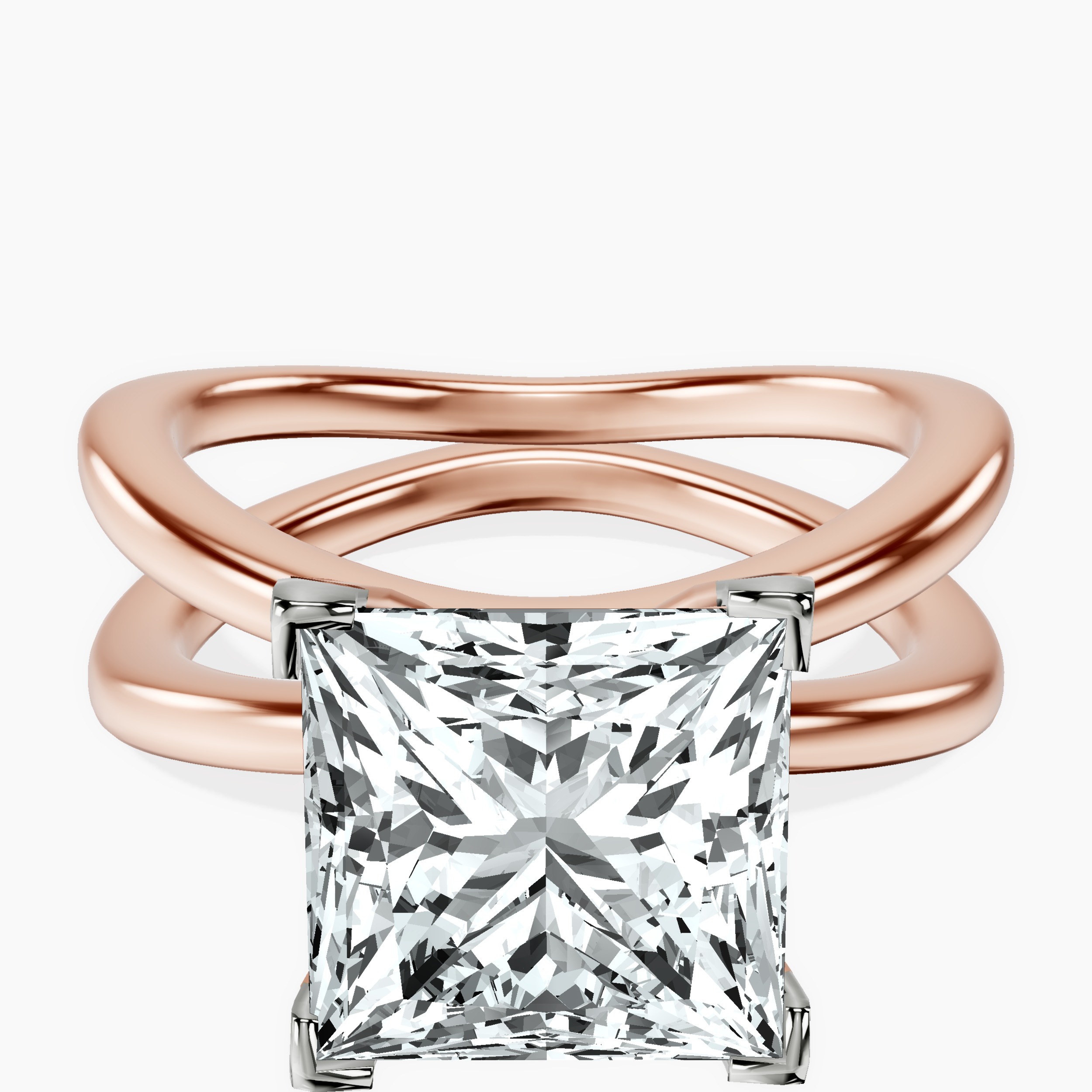10kt Rose Gold Stella Criss Cross Solitaire Lab Diamond Ring front image