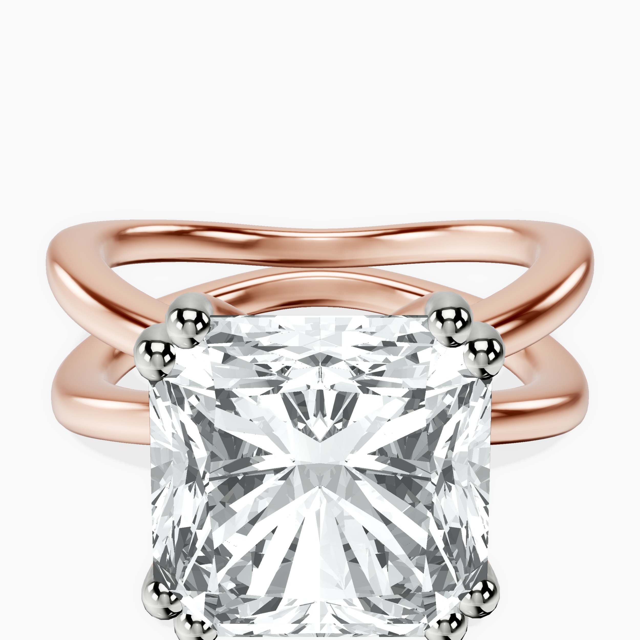 10kt Rose Gold Stella Criss Cross Solitaire Lab Diamond Ring front image