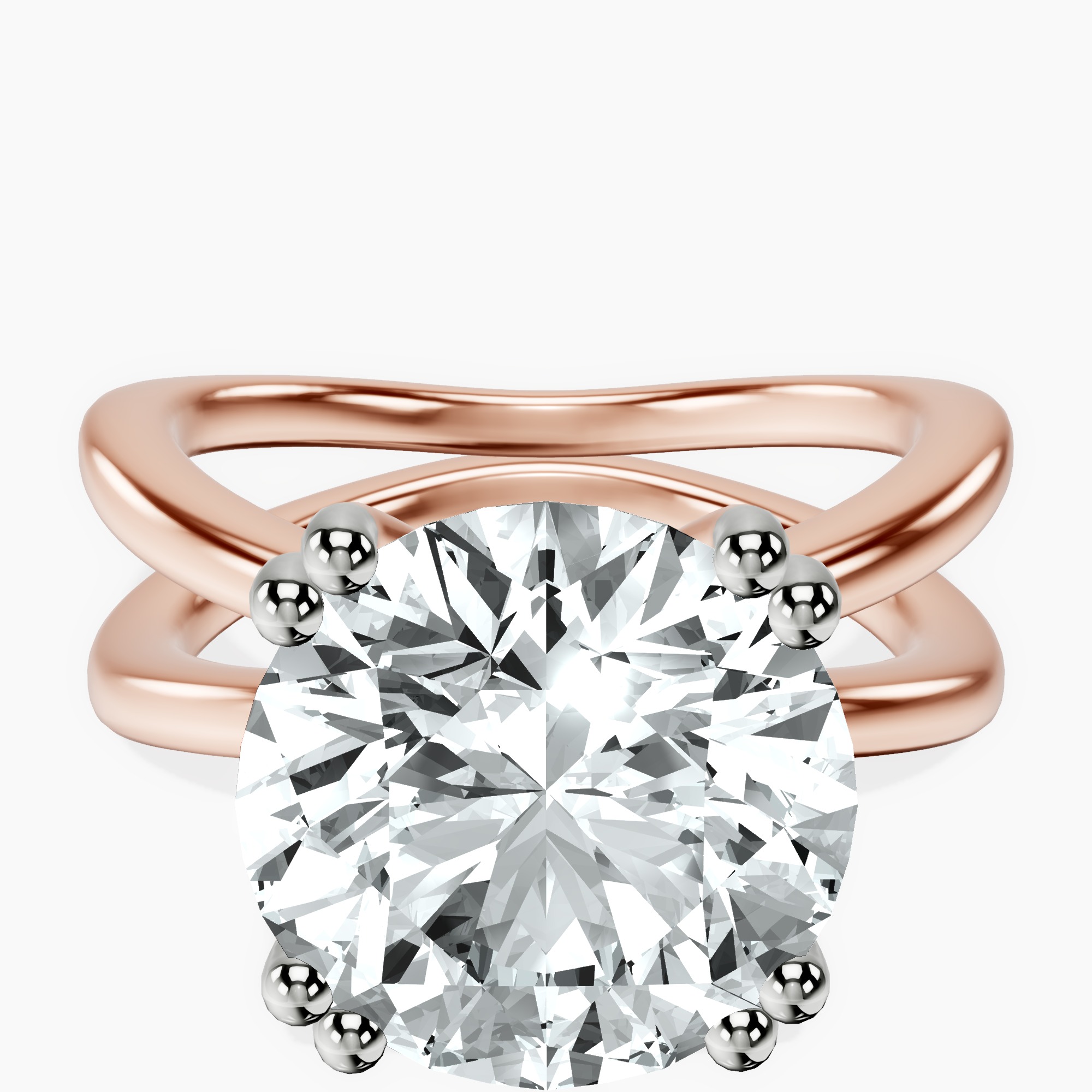 10kt Rose Gold Stella Criss Cross Solitaire Lab Diamond Ring front image