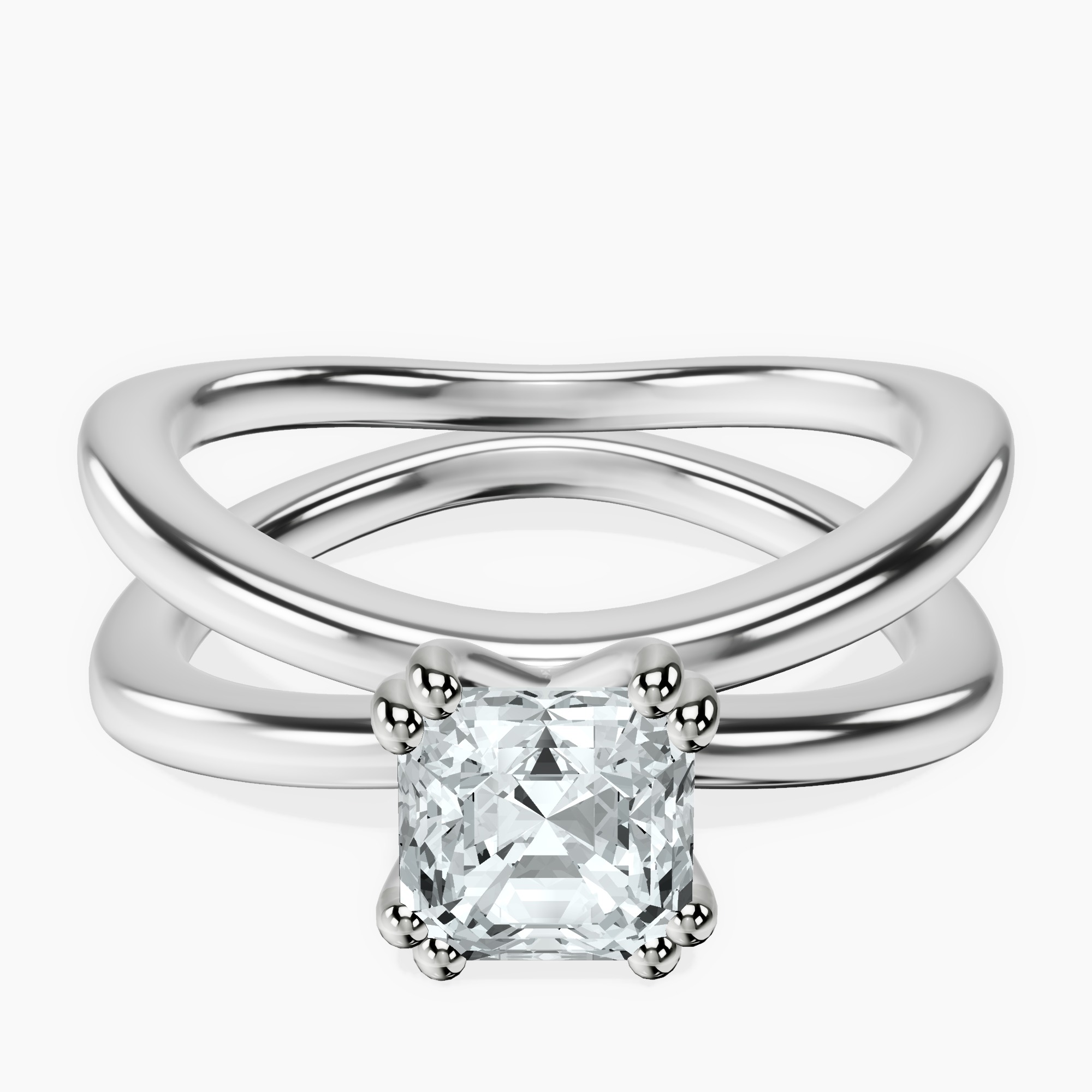 14kt White Gold Stella Criss Cross Solitaire Lab Diamond Ring front image