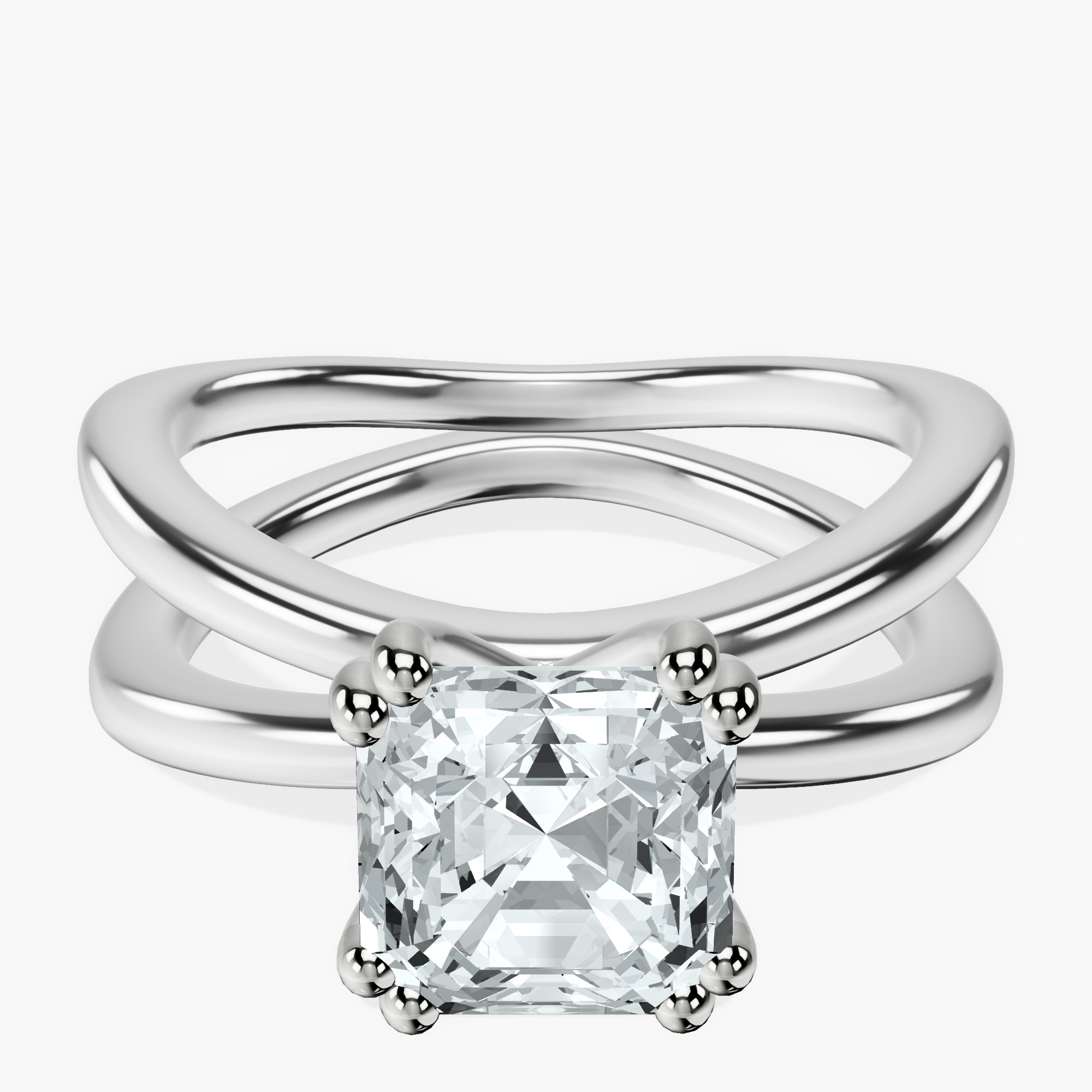 14kt White Gold Stella Criss Cross Solitaire Lab Diamond Ring front image