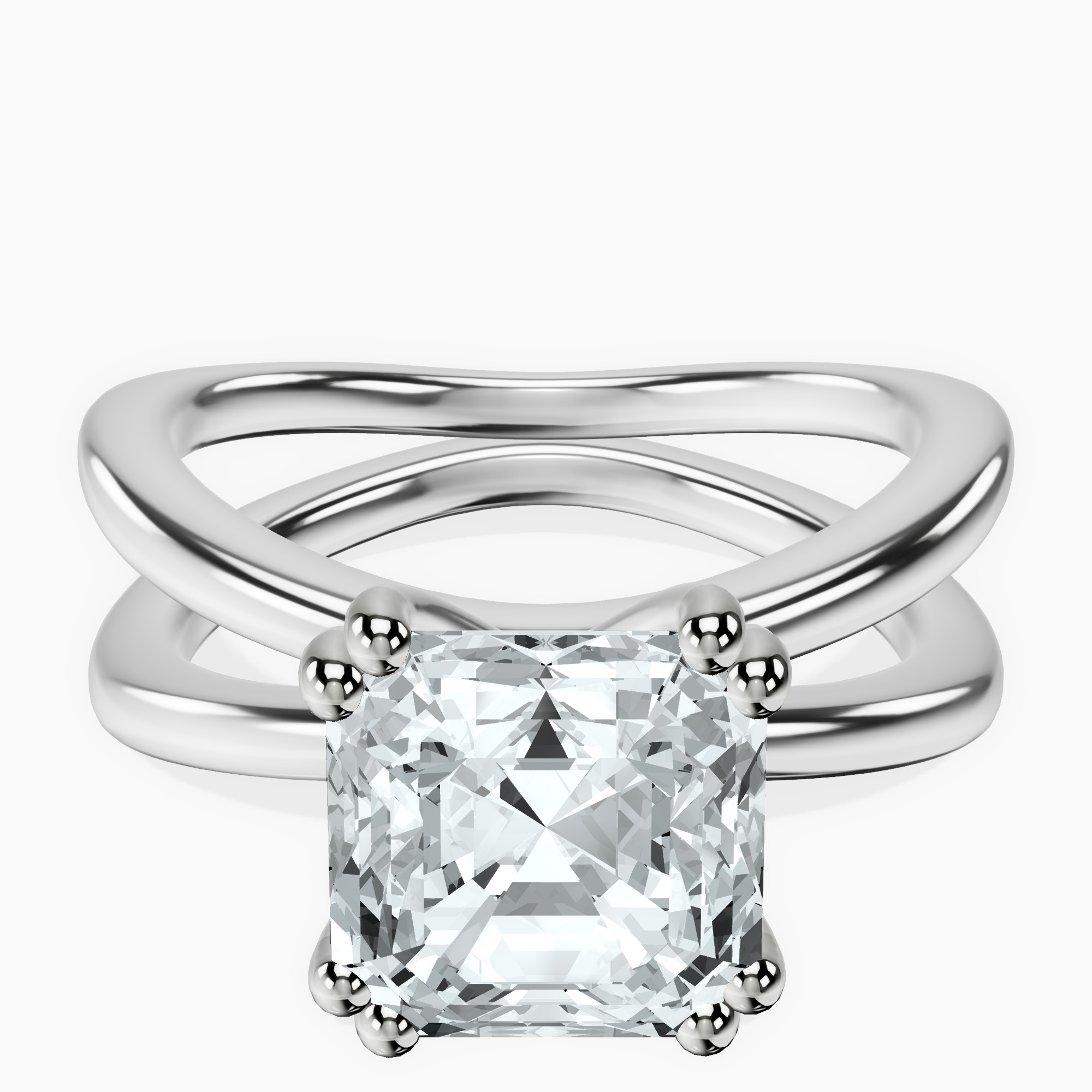 14kt White Gold Stella Criss Cross Solitaire Lab Diamond Ring front image