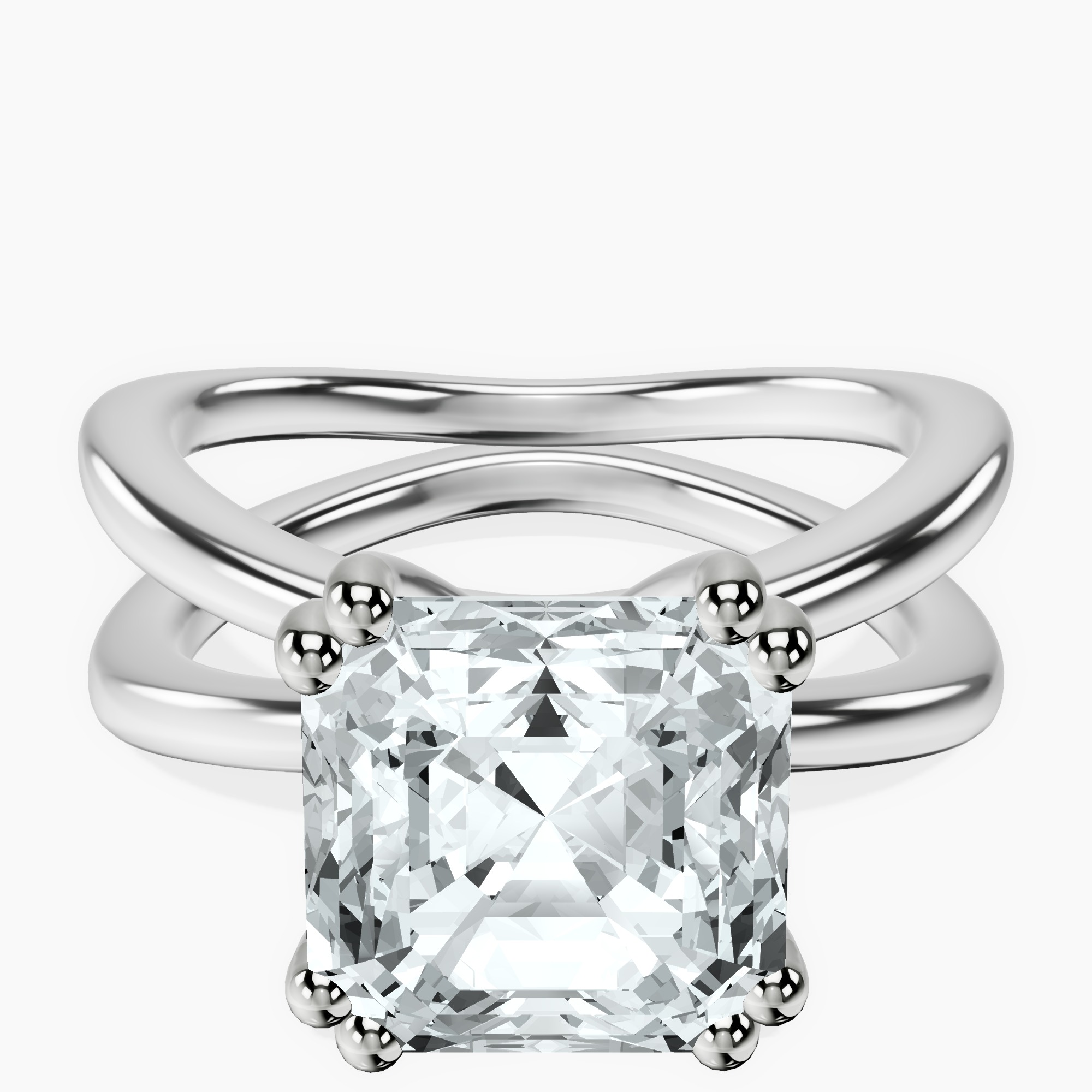 14kt White Gold Stella Criss Cross Solitaire Lab Diamond Ring front image