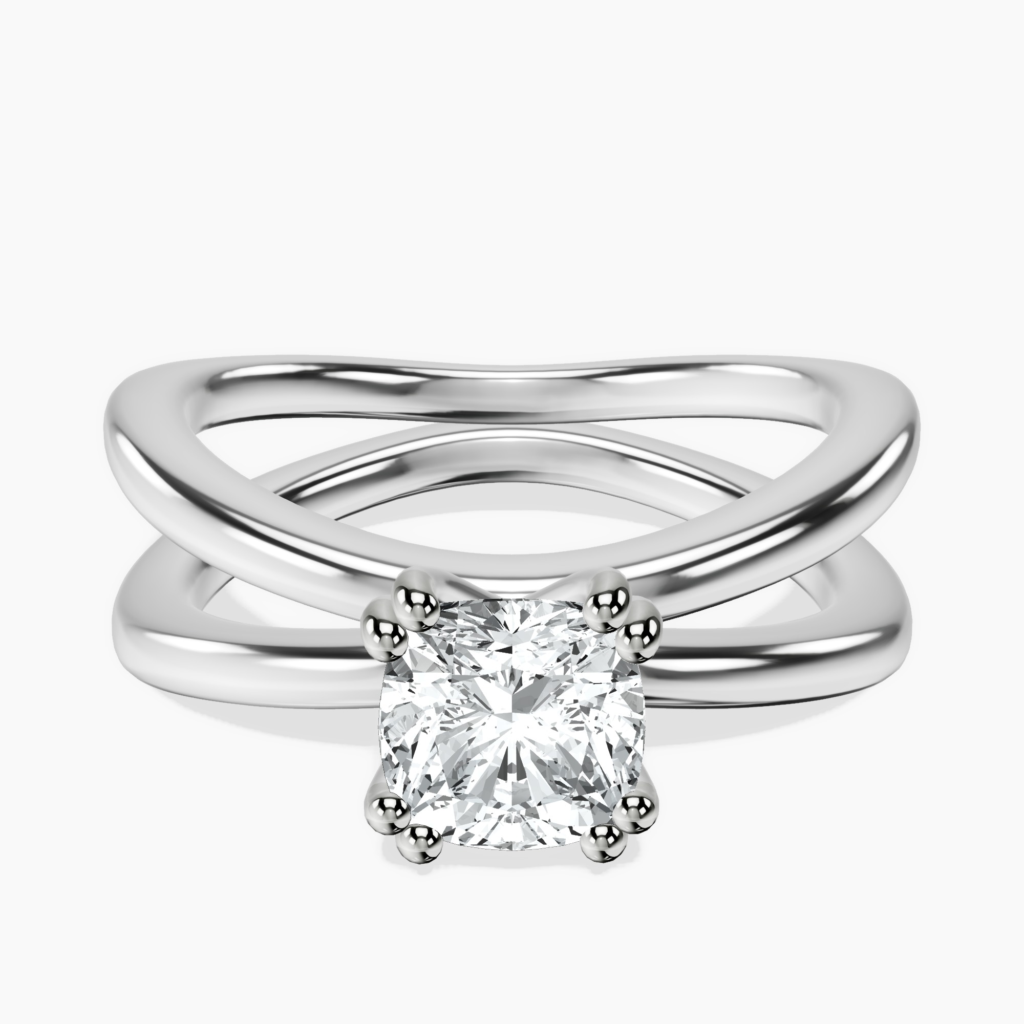 14kt White Gold Stella Criss Cross Solitaire Lab Diamond Ring front image