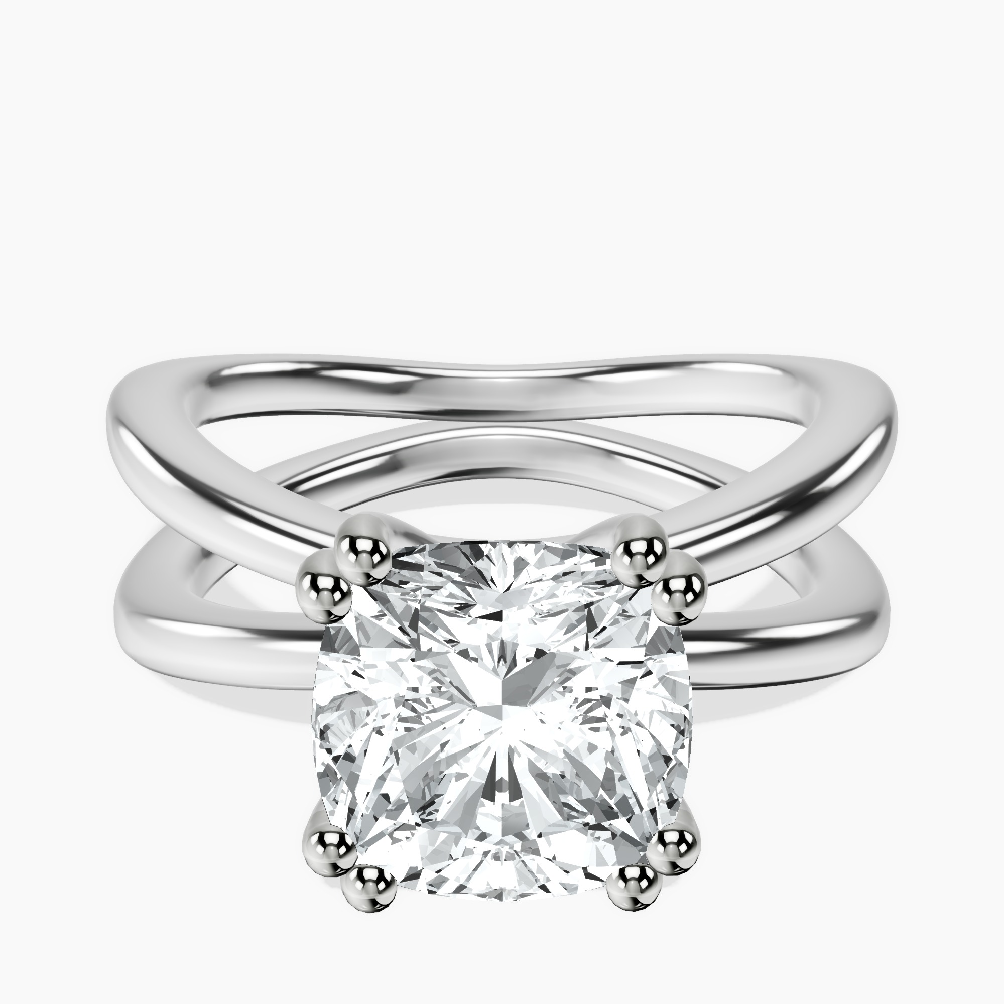 14kt White Gold Stella Criss Cross Solitaire Lab Diamond Ring front image