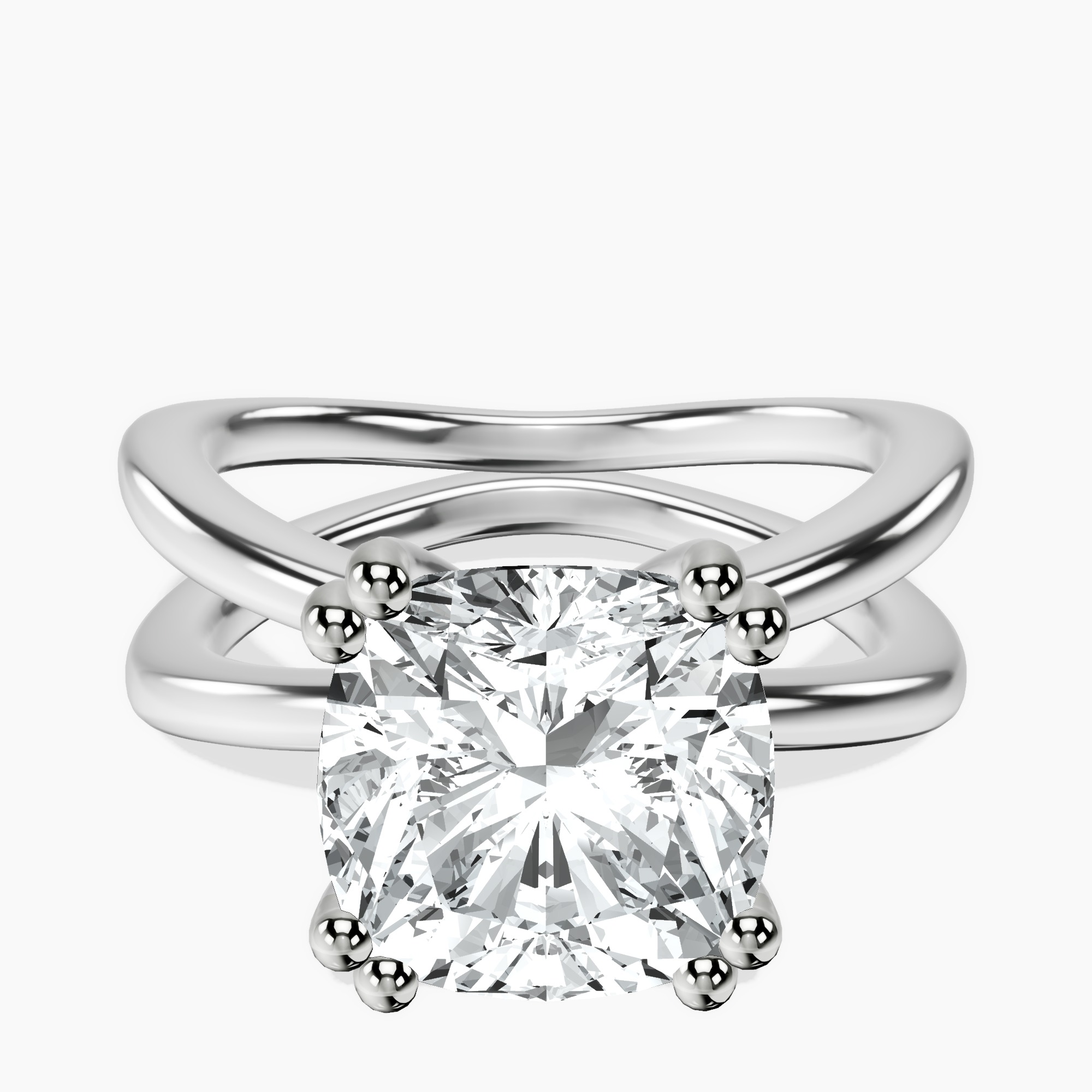 14kt White Gold Stella Criss Cross Solitaire Lab Diamond Ring front image