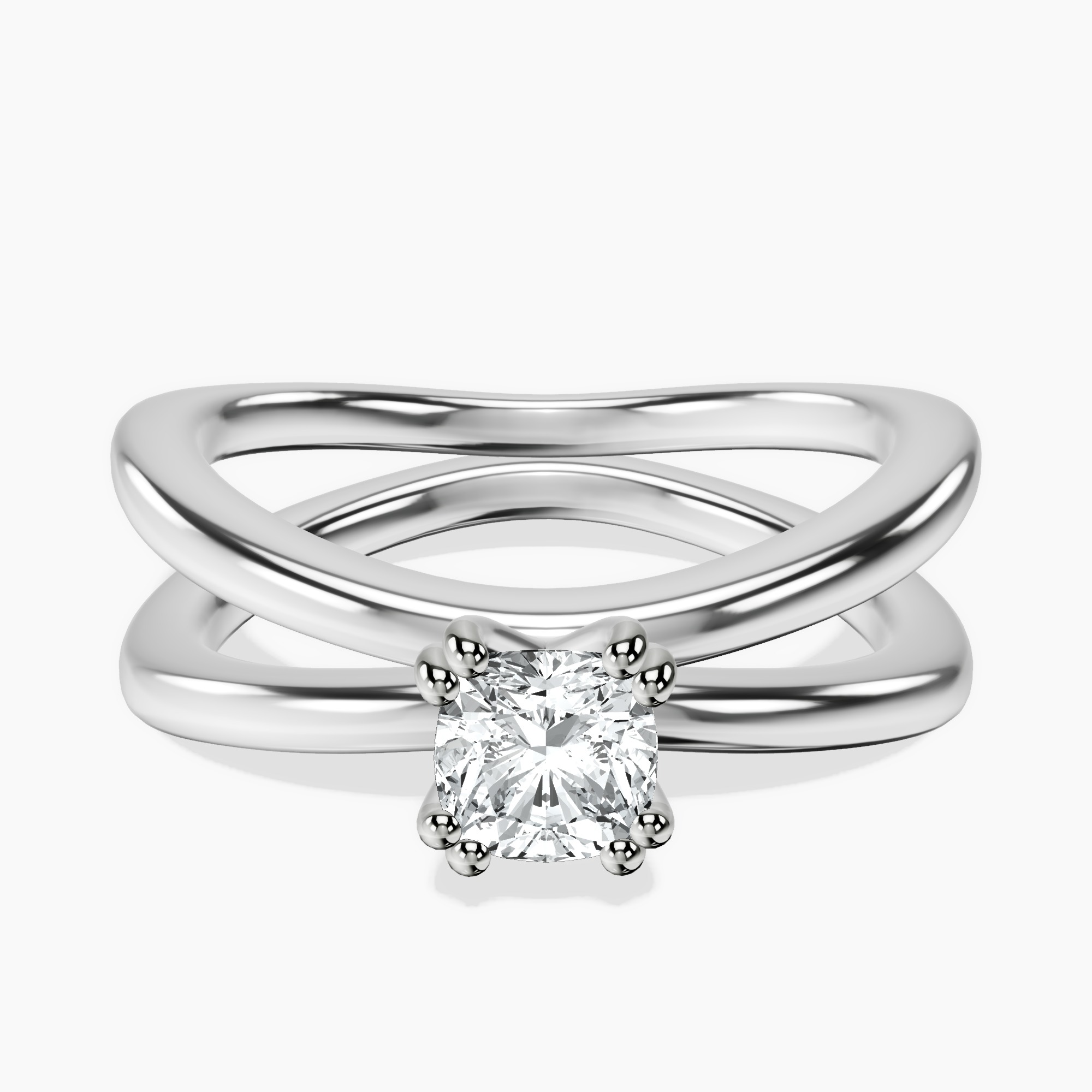 14kt White Gold Stella Criss Cross Solitaire Lab Diamond Ring front image