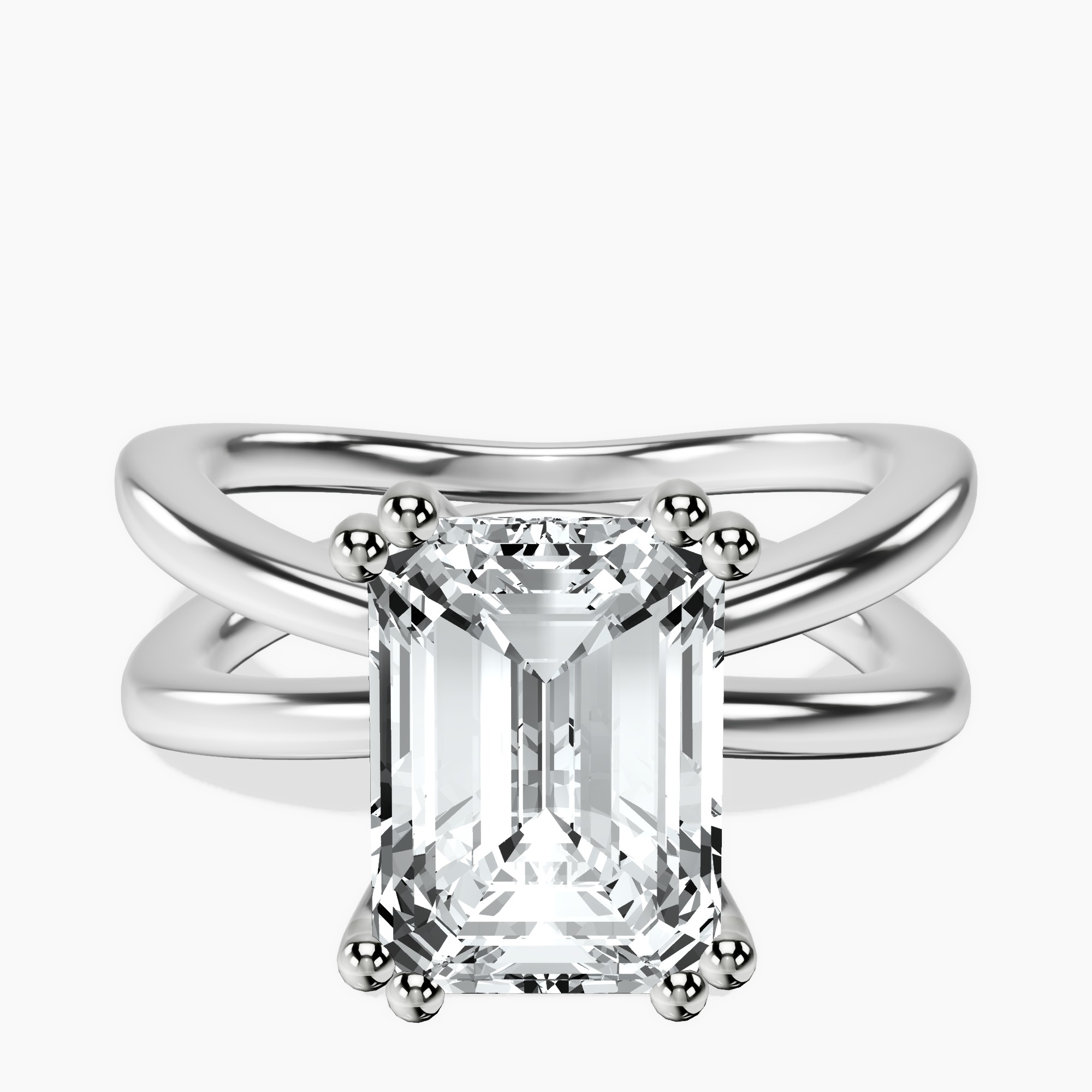 14kt White Gold Stella Criss Cross Solitaire Lab Diamond Ring front image