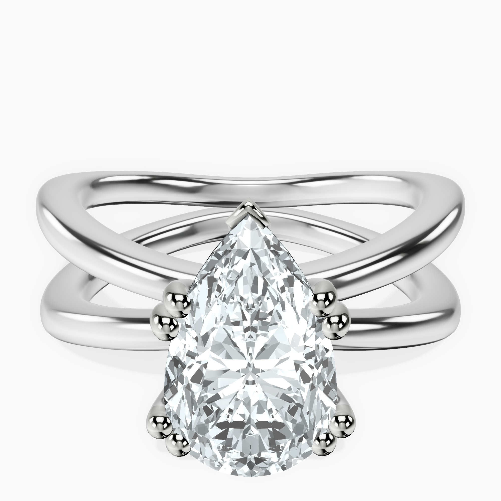 14kt White Gold Stella Criss Cross Solitaire Lab Diamond Ring front image