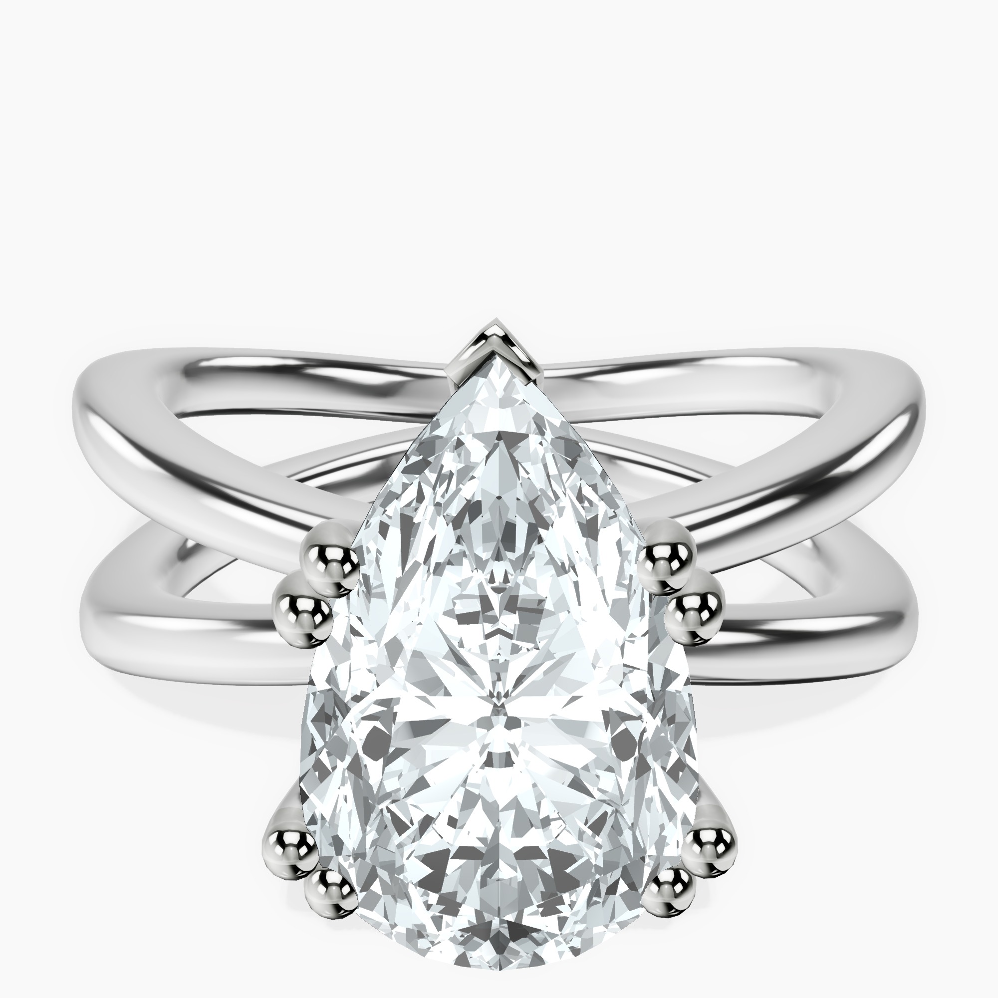 14kt White Gold Stella Criss Cross Solitaire Lab Diamond Ring front image
