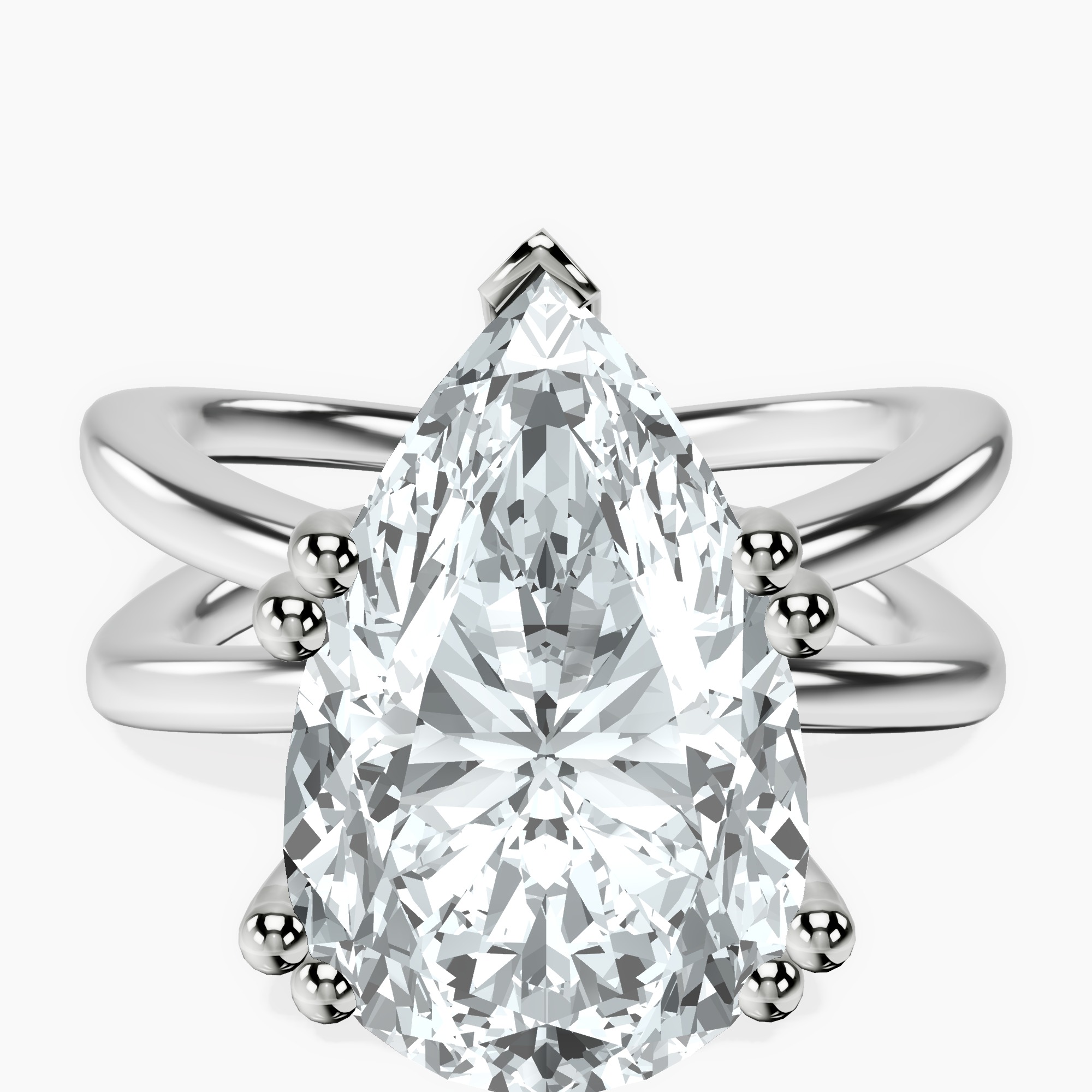 14kt White Gold Stella Criss Cross Solitaire Lab Diamond Ring front image