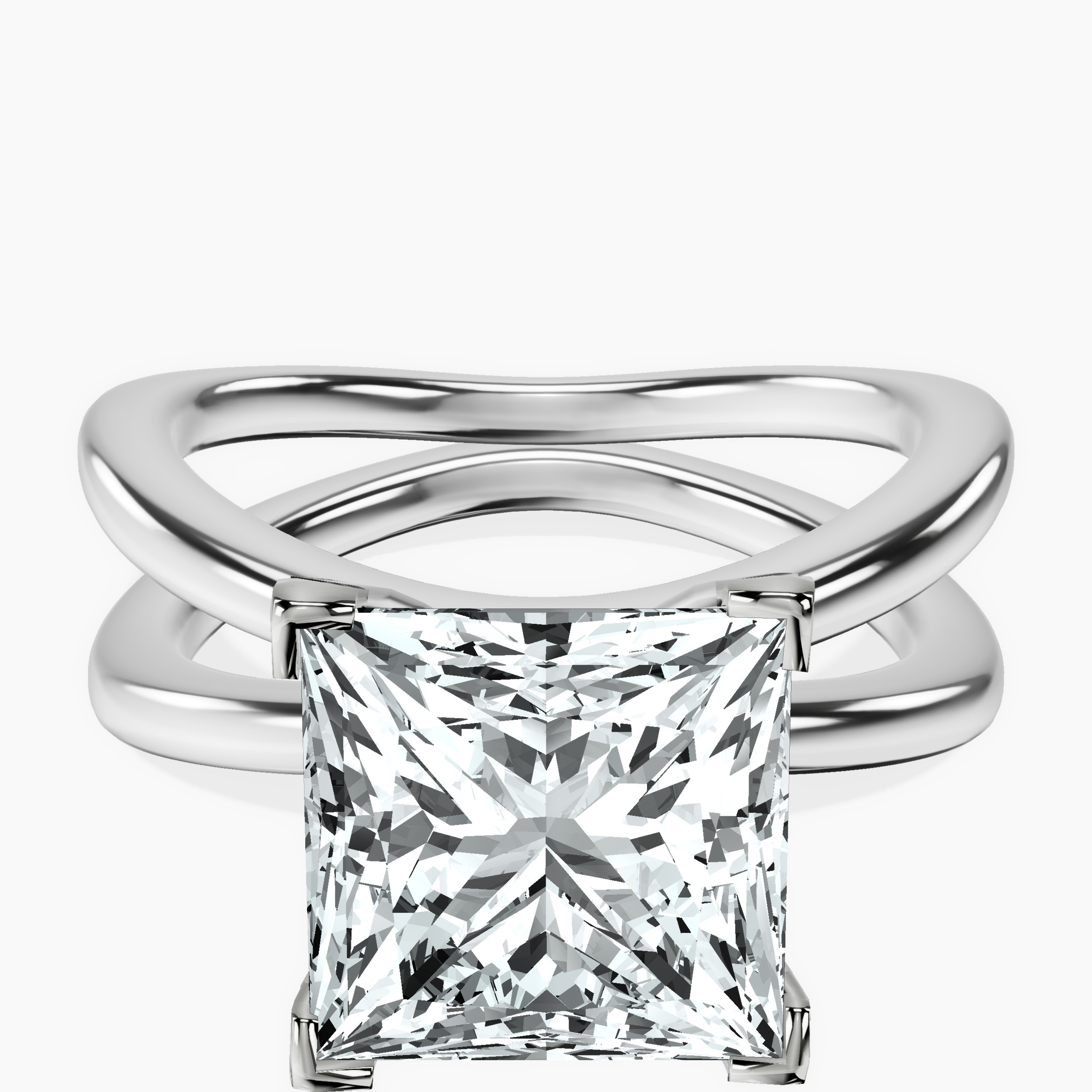 14kt White Gold Stella Criss Cross Solitaire Lab Diamond Ring front image