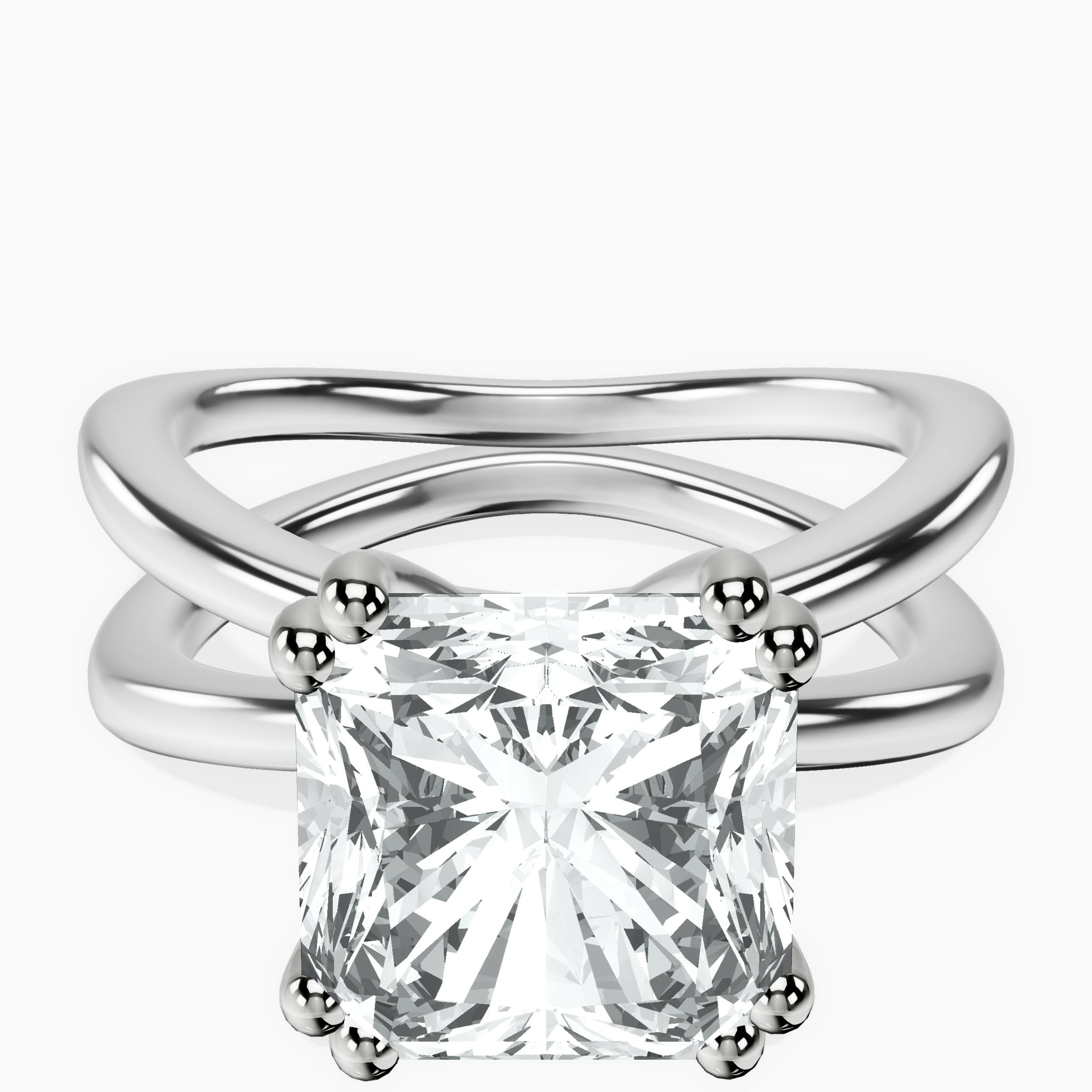 14kt White Gold Stella Criss Cross Solitaire Lab Diamond Ring front image