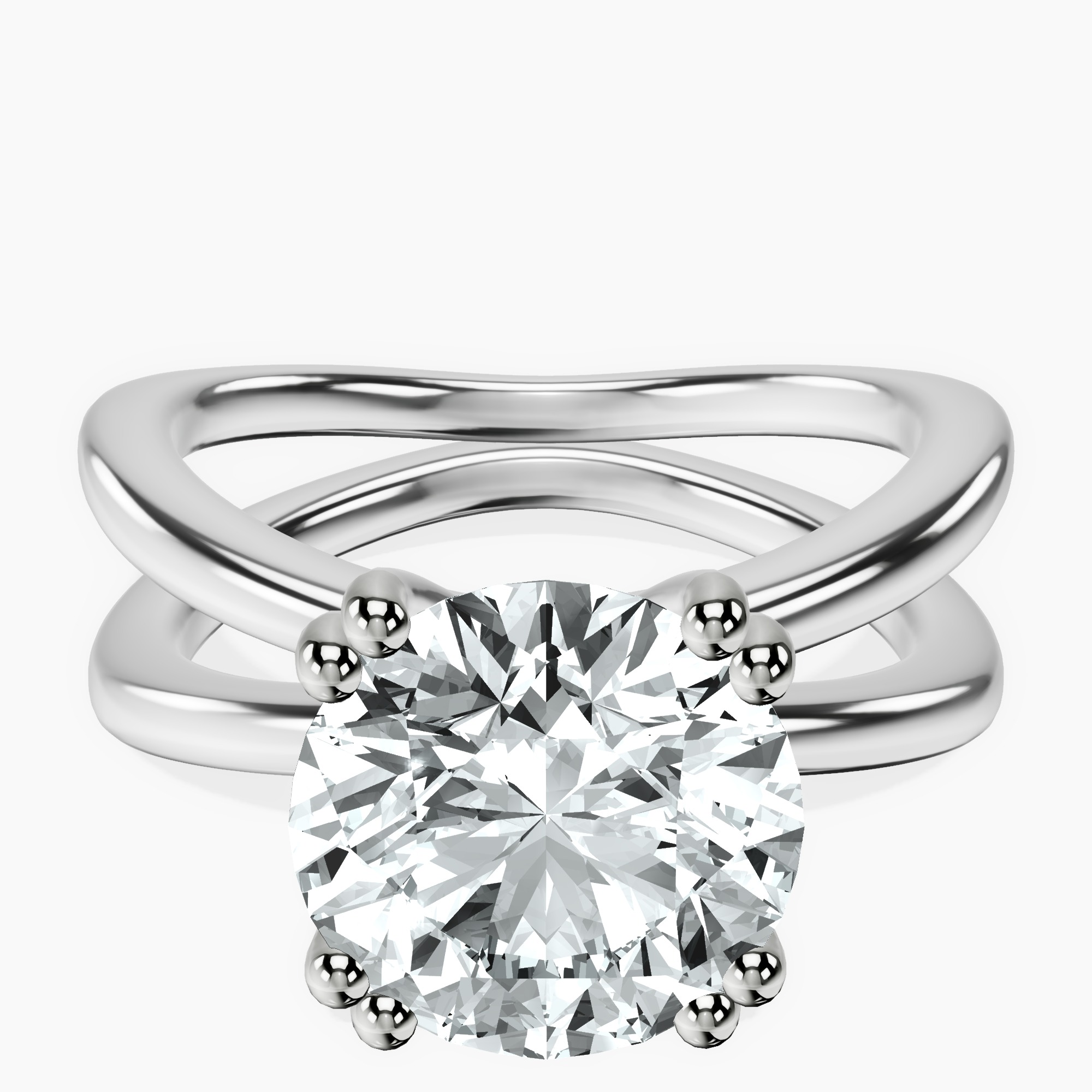 14kt White Gold Stella Criss Cross Solitaire Lab Diamond Ring front image