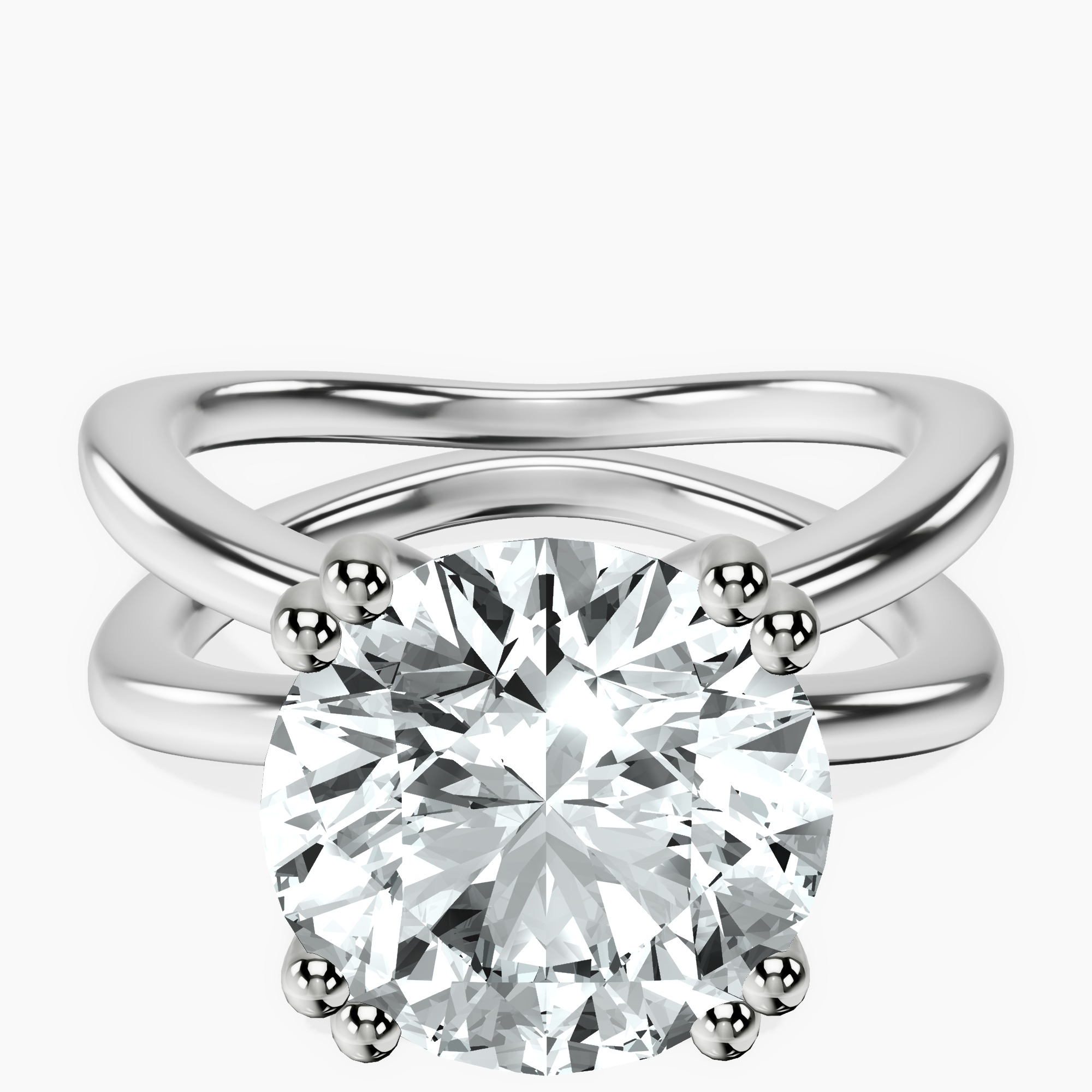 14kt White Gold Stella Criss Cross Solitaire Lab Diamond Ring front image
