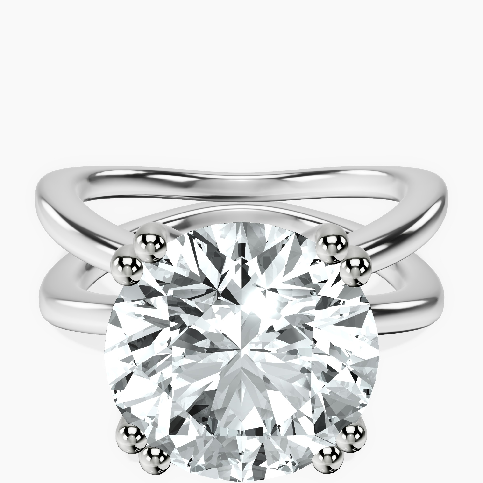 14kt White Gold Stella Criss Cross Solitaire Lab Diamond Ring front image