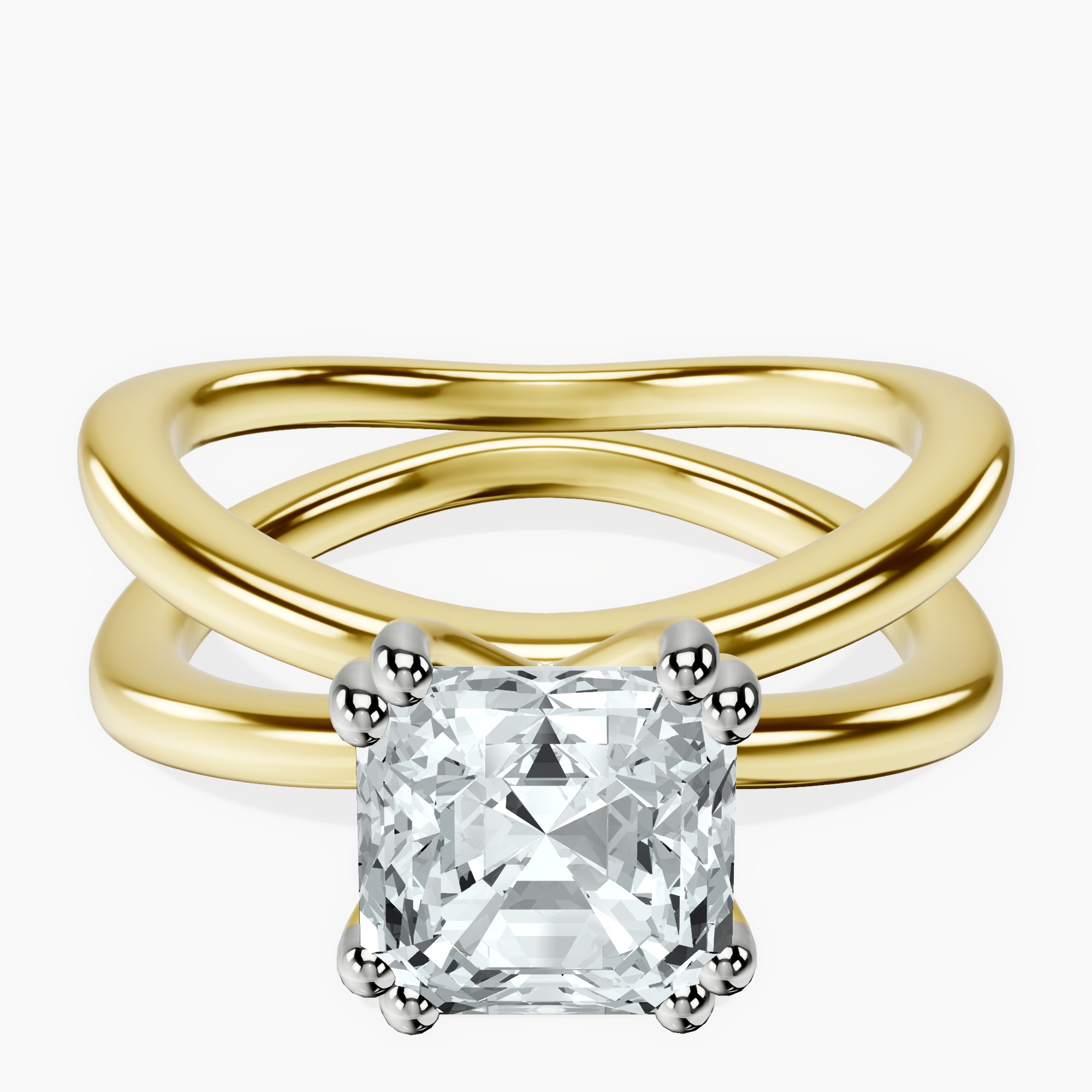 10kt Yellow Gold Stella Criss Cross Solitaire Lab Diamond Ring front image