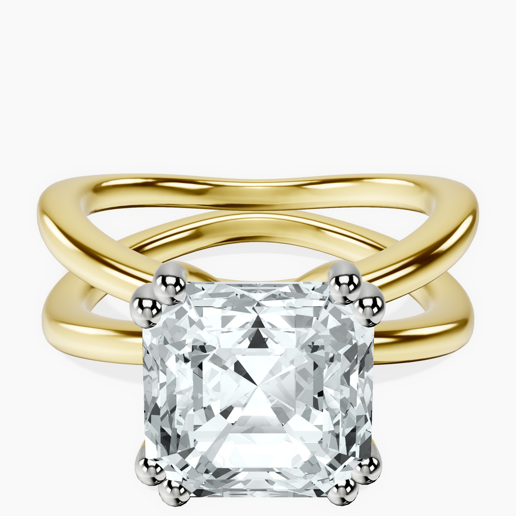 10kt Yellow Gold Stella Criss Cross Solitaire Lab Diamond Ring front image
