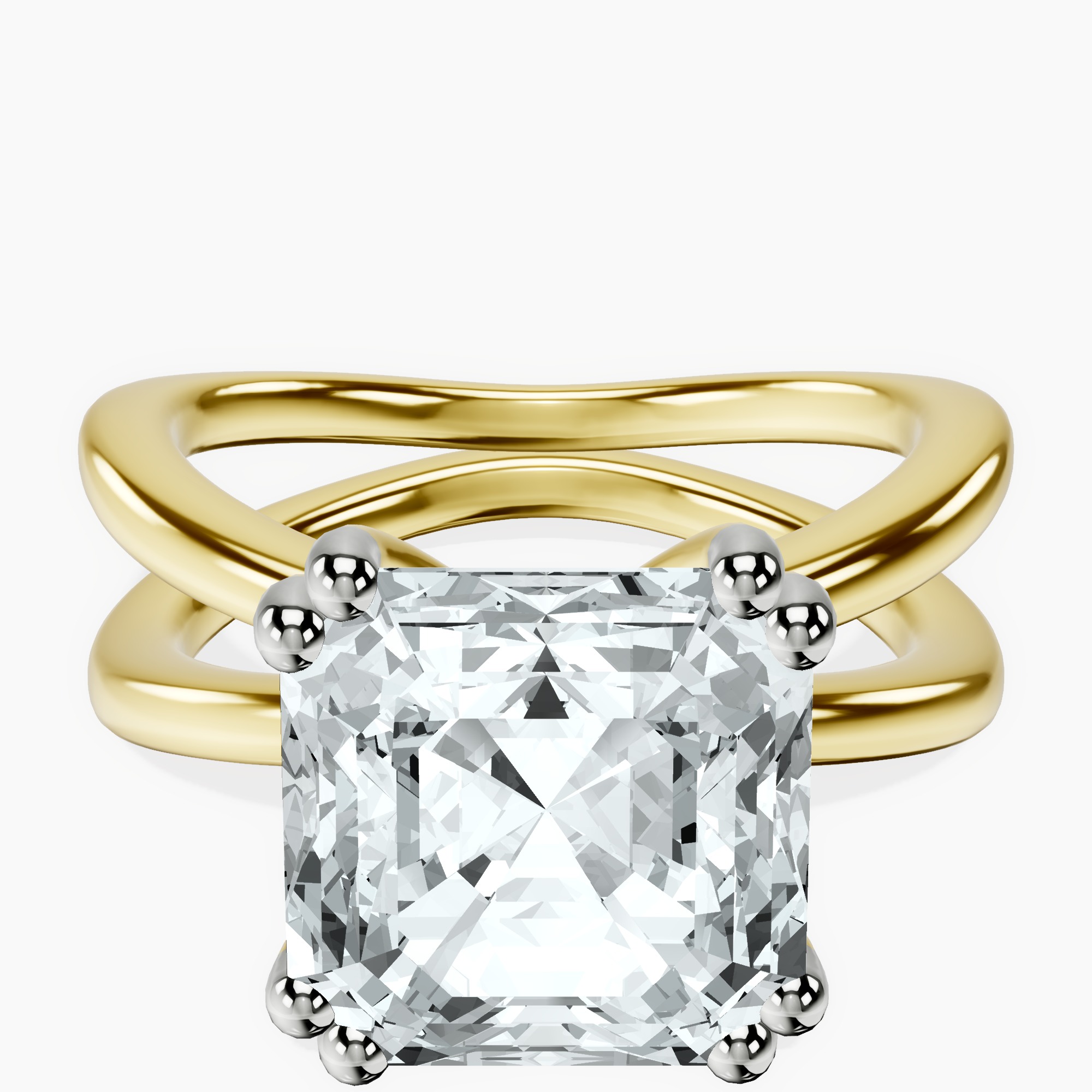 10kt Yellow Gold Stella Criss Cross Solitaire Lab Diamond Ring front image