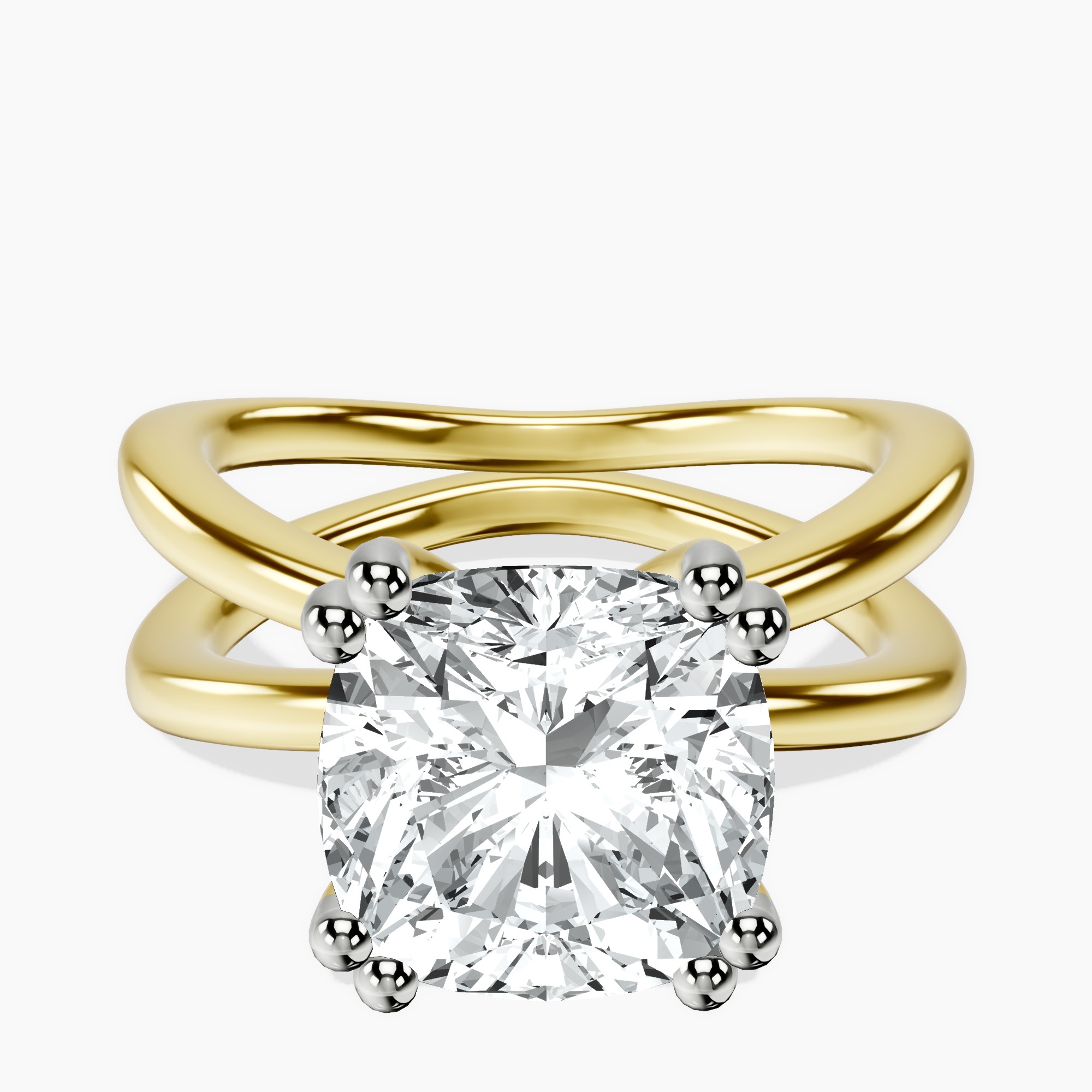 10kt Yellow Gold Stella Criss Cross Solitaire Lab Diamond Ring front image