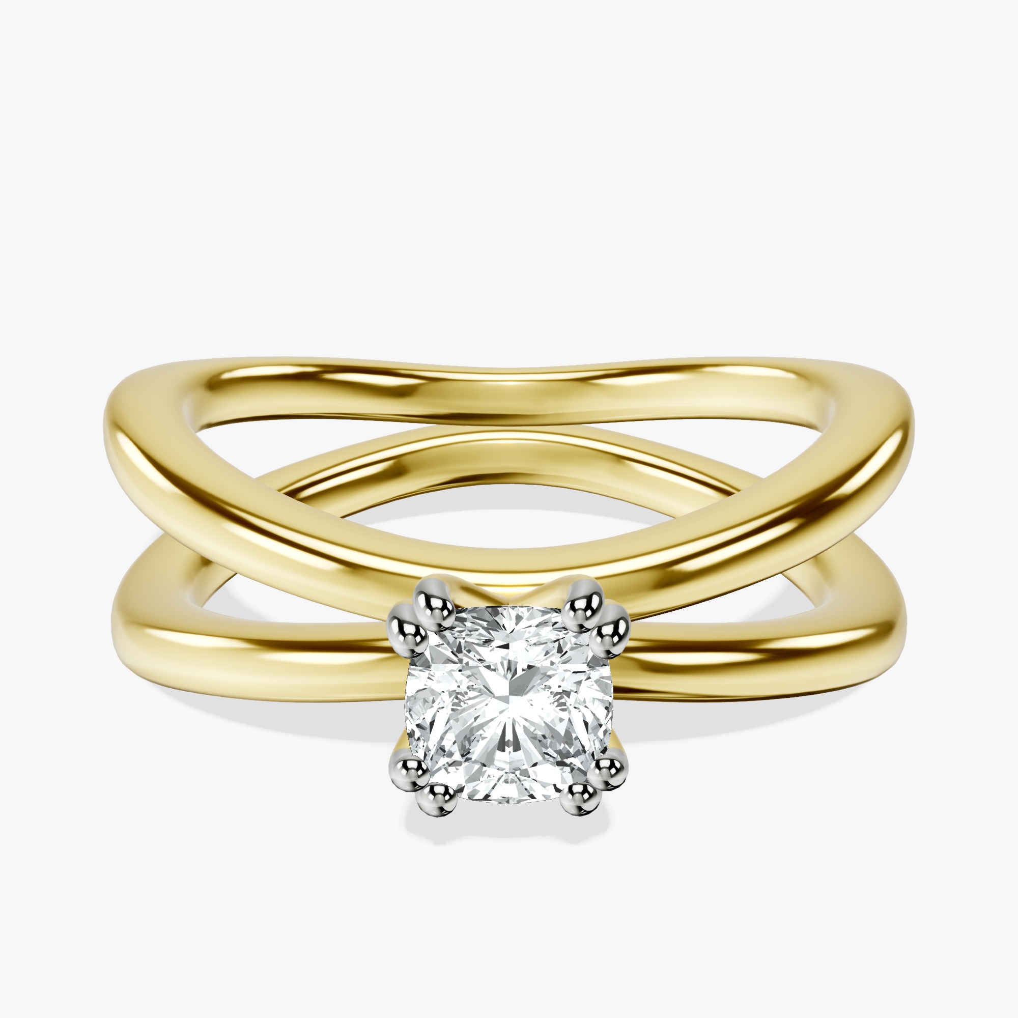 10kt Yellow Gold Stella Criss Cross Solitaire Lab Diamond Ring front image