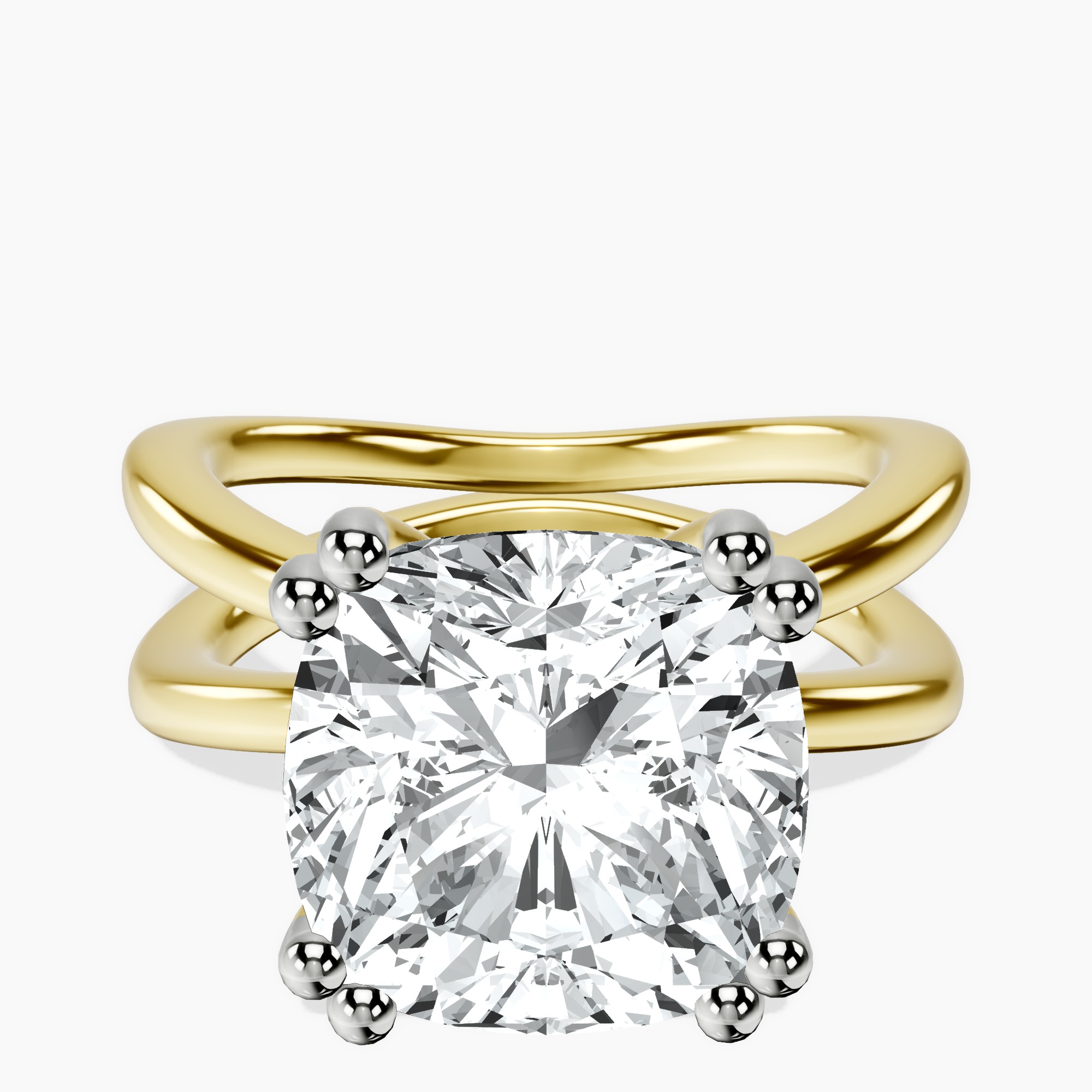 10kt Yellow Gold Stella Criss Cross Solitaire Lab Diamond Ring front image