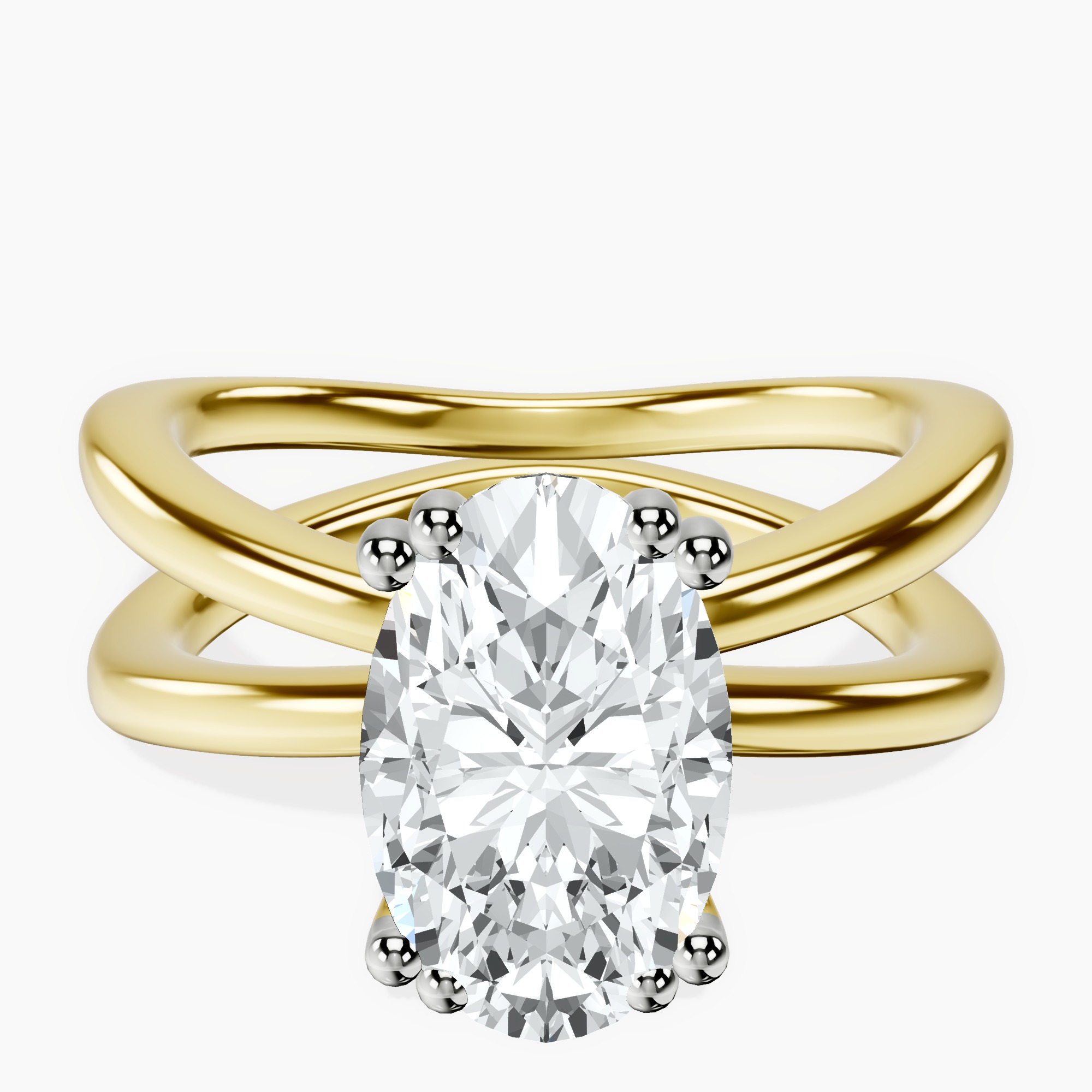 2.40 ct. oval Stella Criss Cross Ring in 14kt yellow gold rtr top