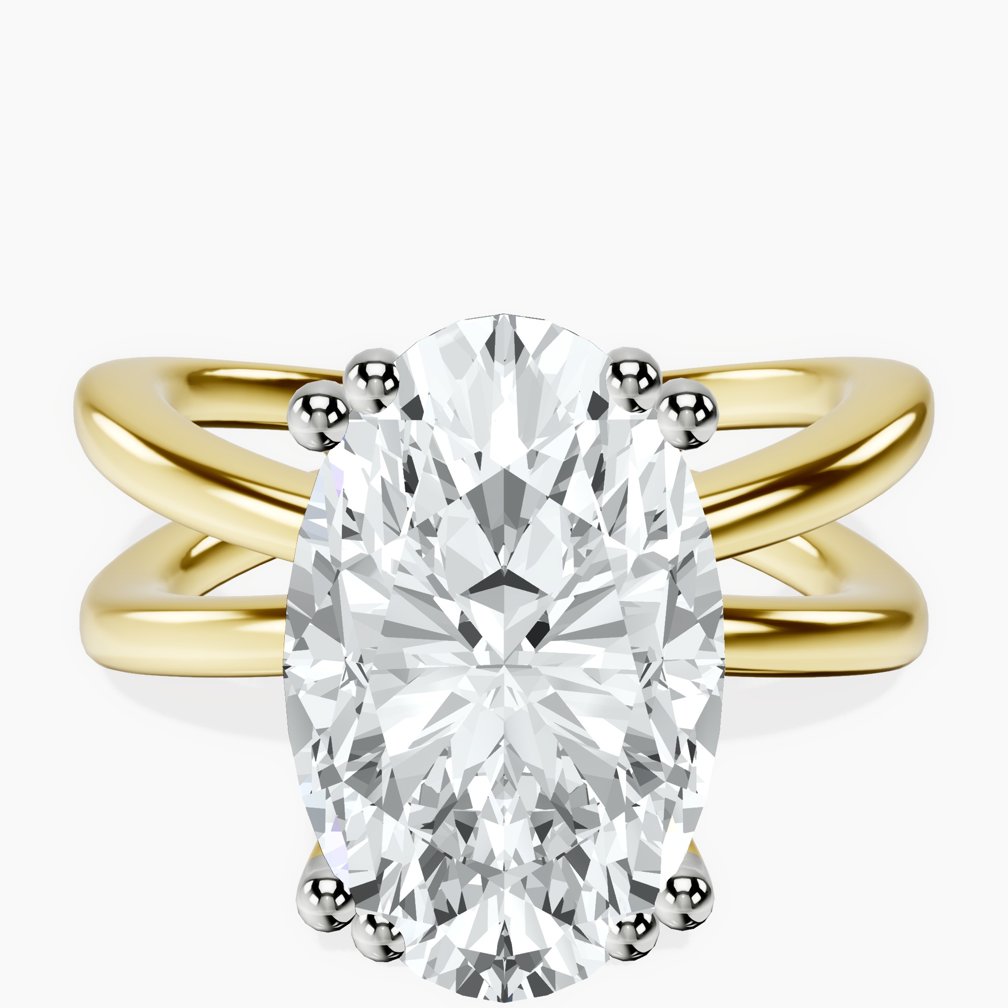 10kt Yellow Gold Stella Criss Cross Solitaire Lab Diamond Ring front image