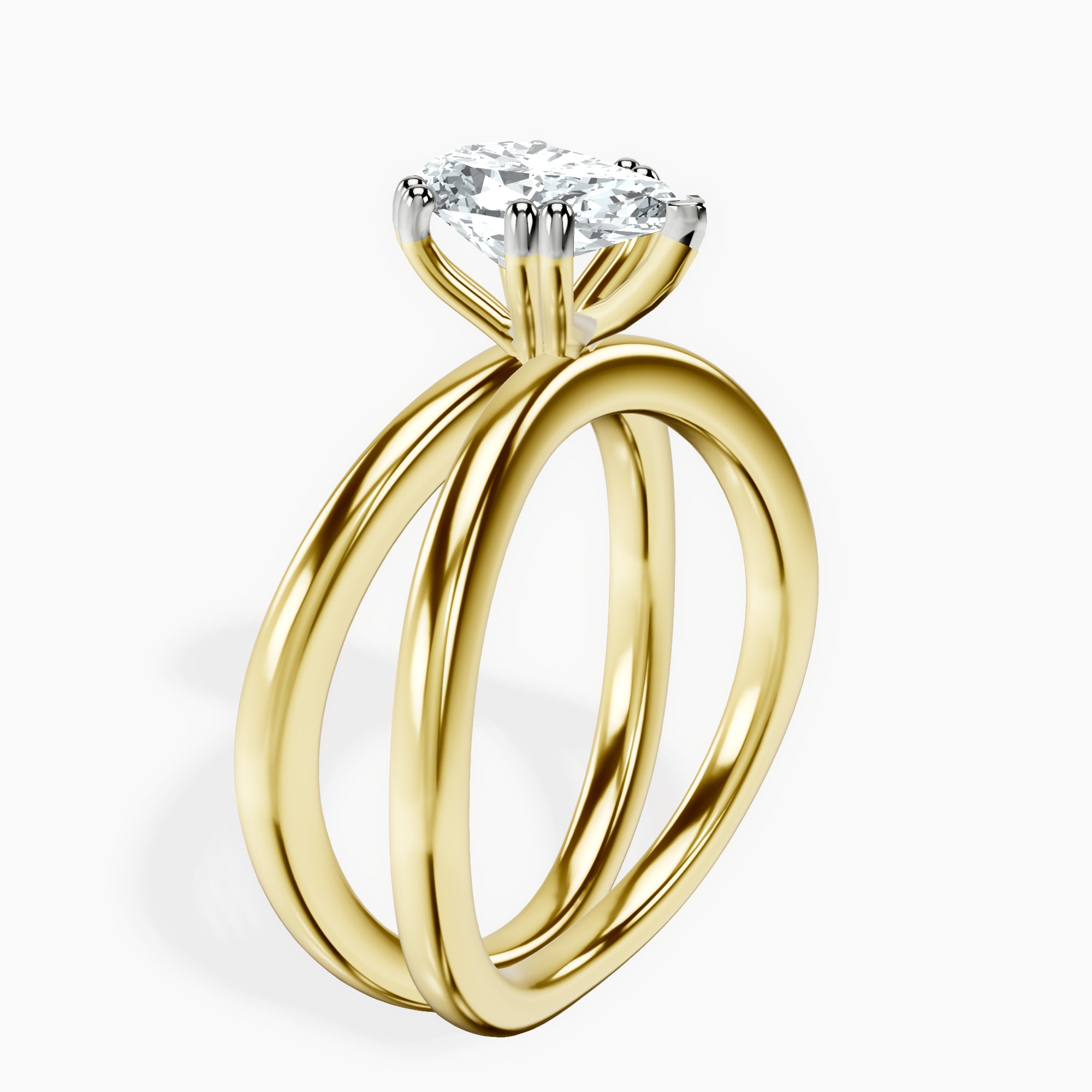 1.45 ct. pear Stella Criss Cross Ring in 18kt yellow gold standing product image one