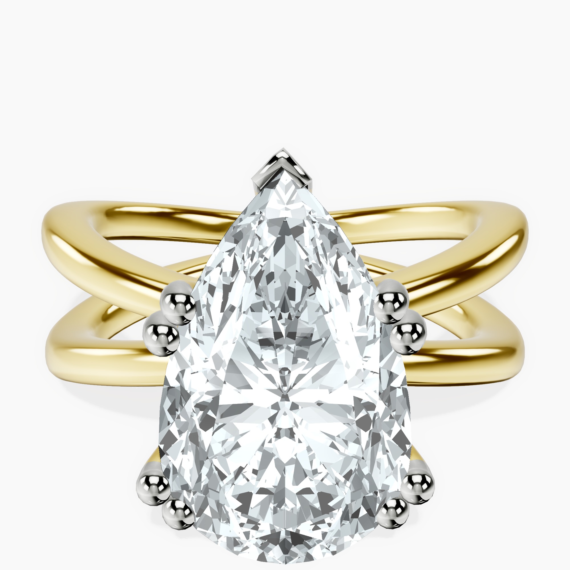10kt Yellow Gold Stella Criss Cross Solitaire Lab Diamond Ring front image