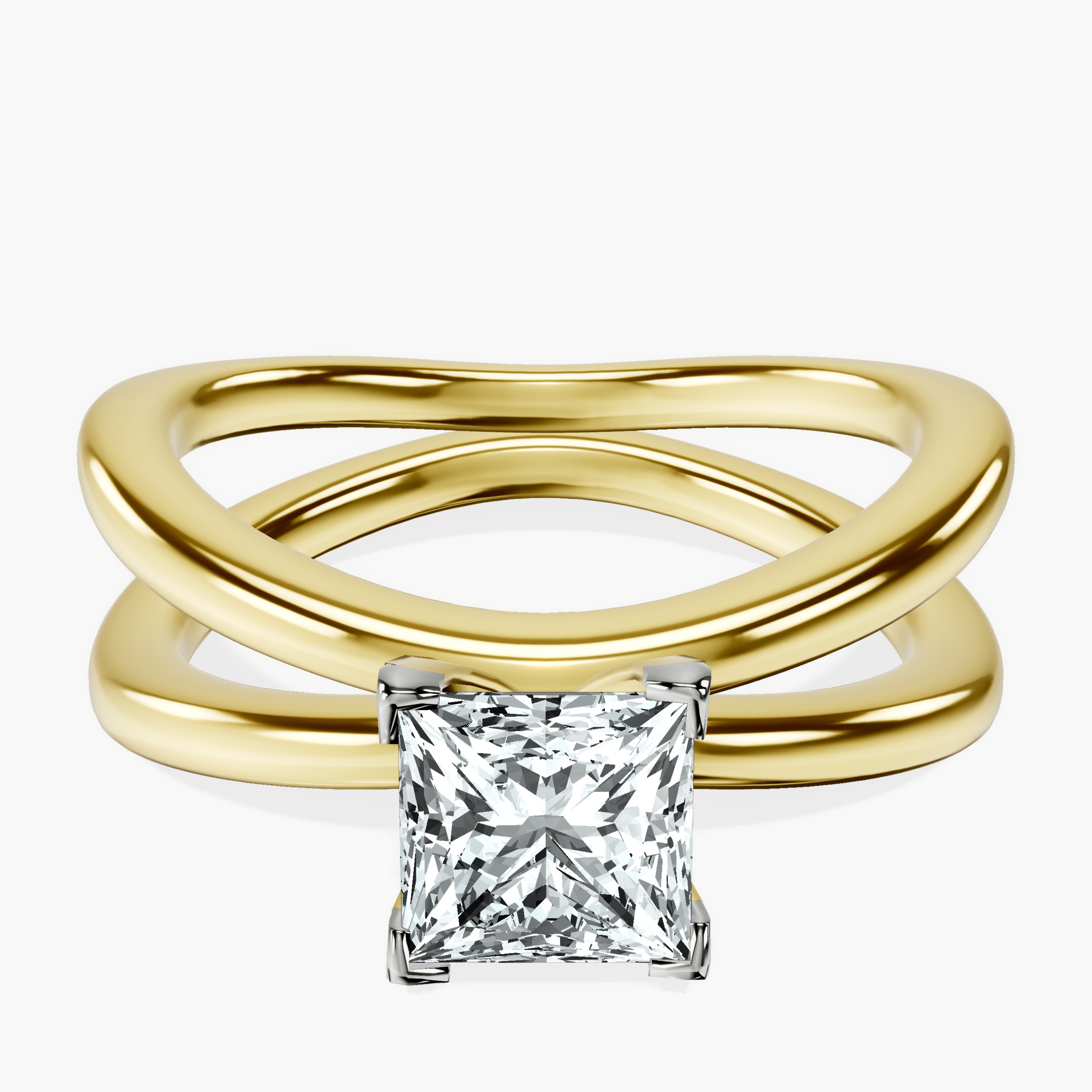 10kt Yellow Gold Stella Criss Cross Solitaire Lab Diamond Ring front image