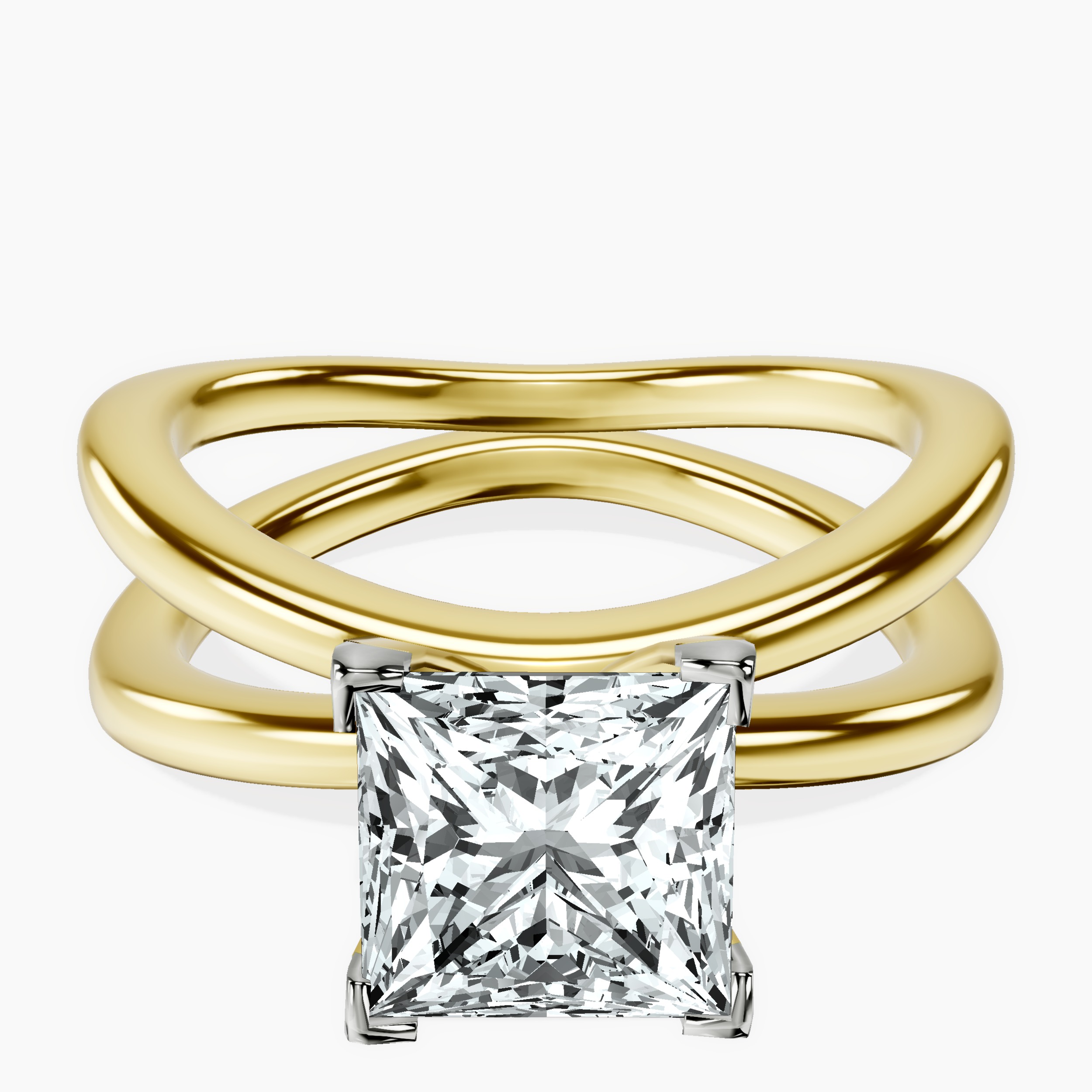 10kt Yellow Gold Stella Criss Cross Solitaire Lab Diamond Ring front image