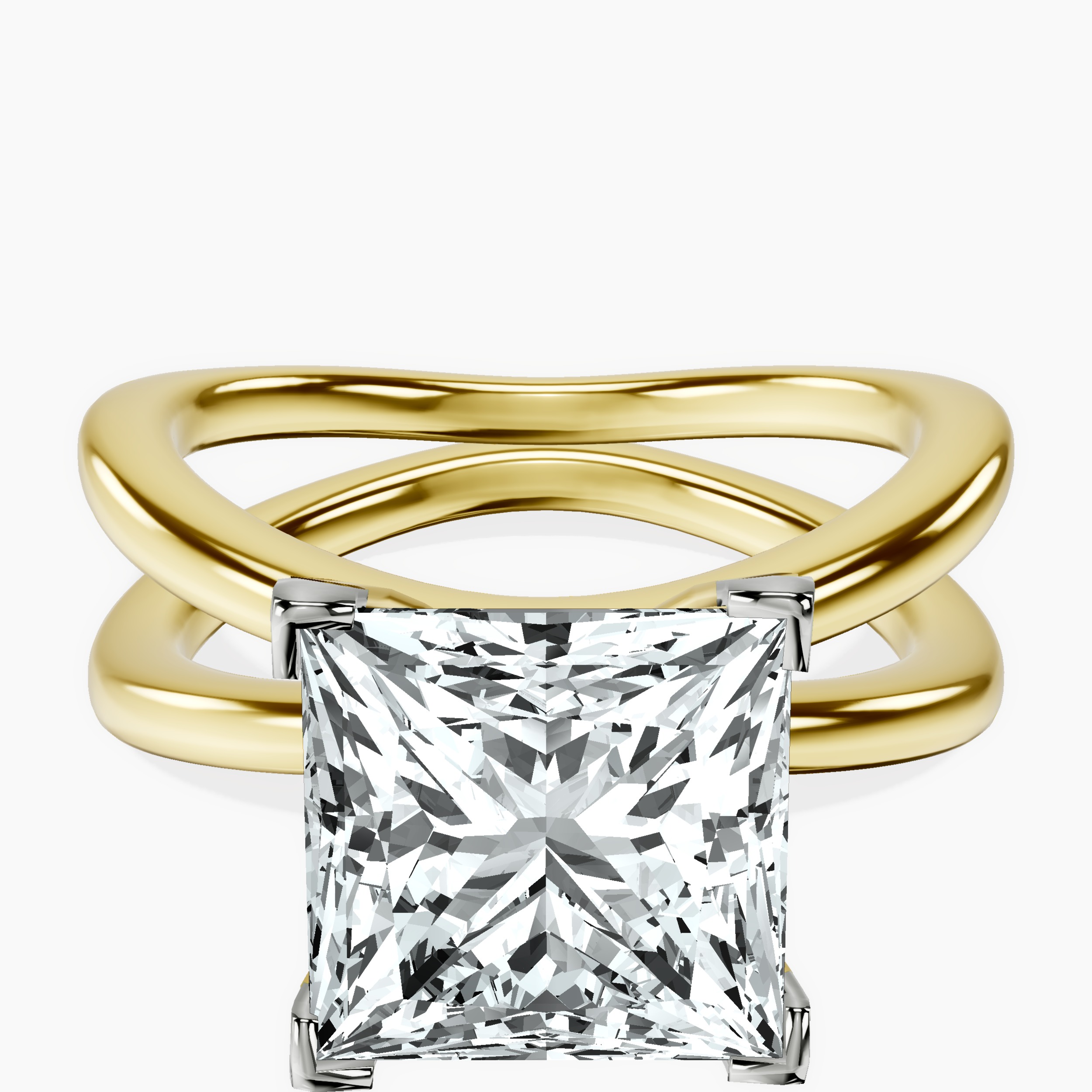 10kt Yellow Gold Stella Criss Cross Solitaire Lab Diamond Ring front image