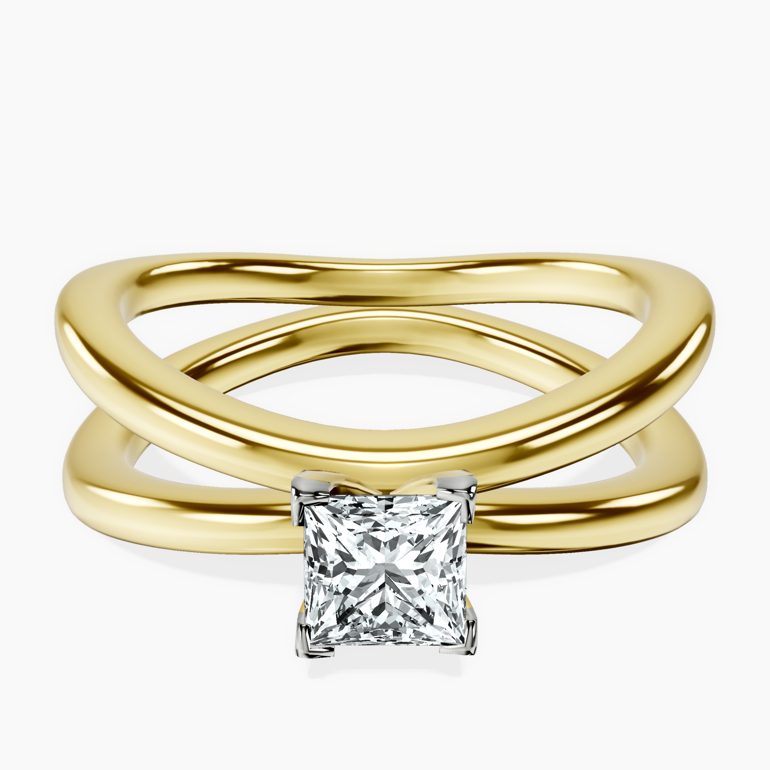 10kt Yellow Gold Stella Criss Cross Solitaire Lab Diamond Ring front image