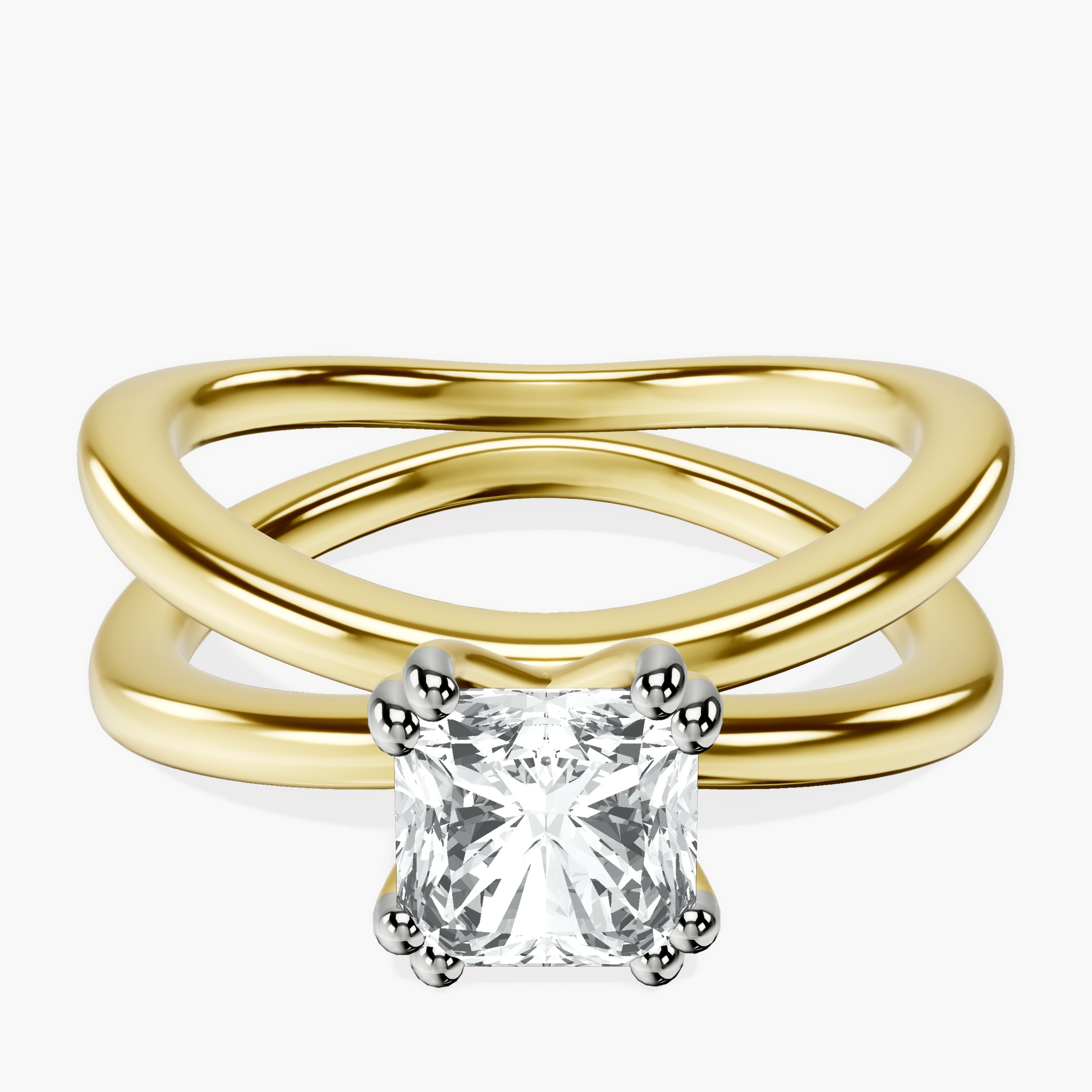 10kt Yellow Gold Stella Criss Cross Solitaire Lab Diamond Ring front image