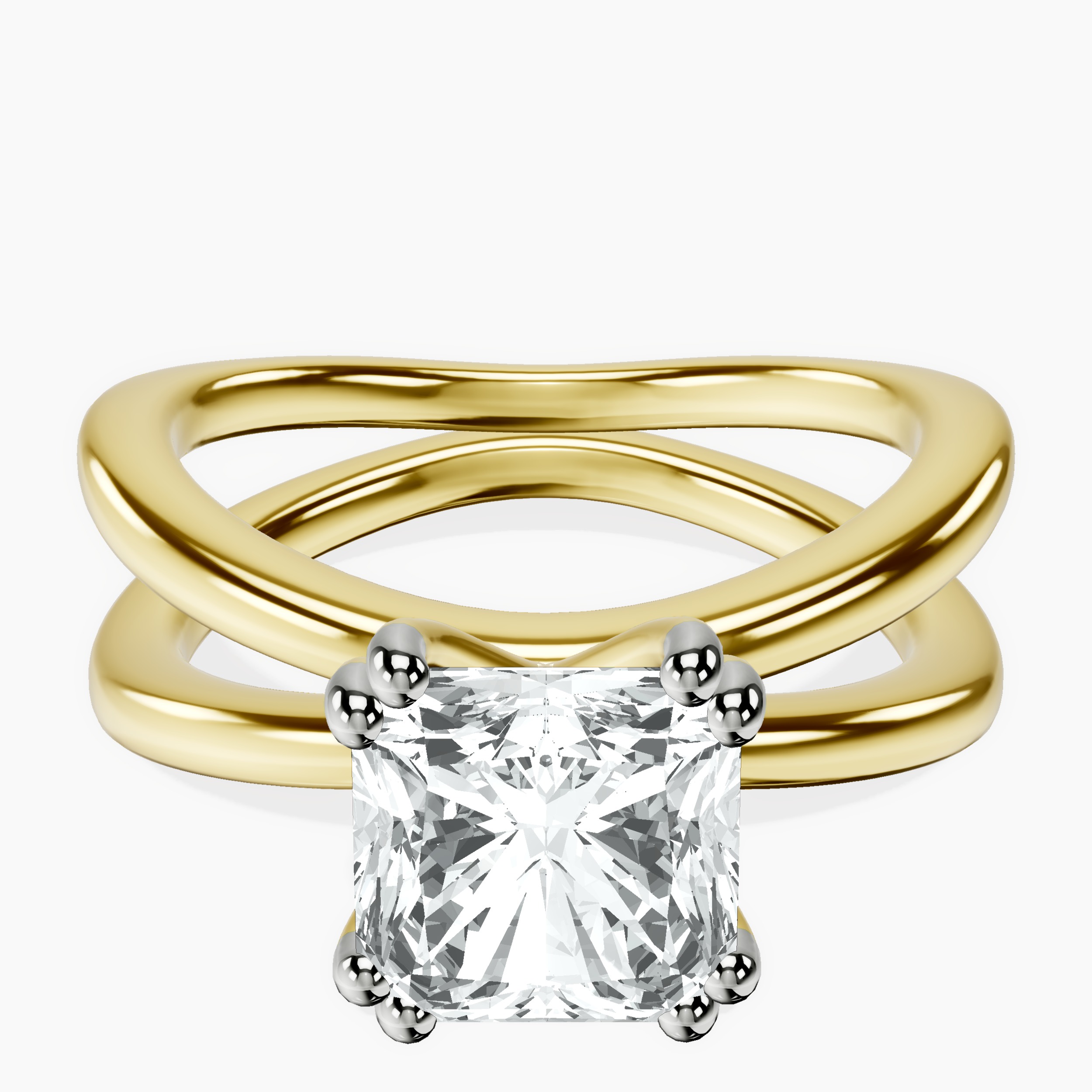 10kt Yellow Gold Stella Criss Cross Solitaire Lab Diamond Ring front image