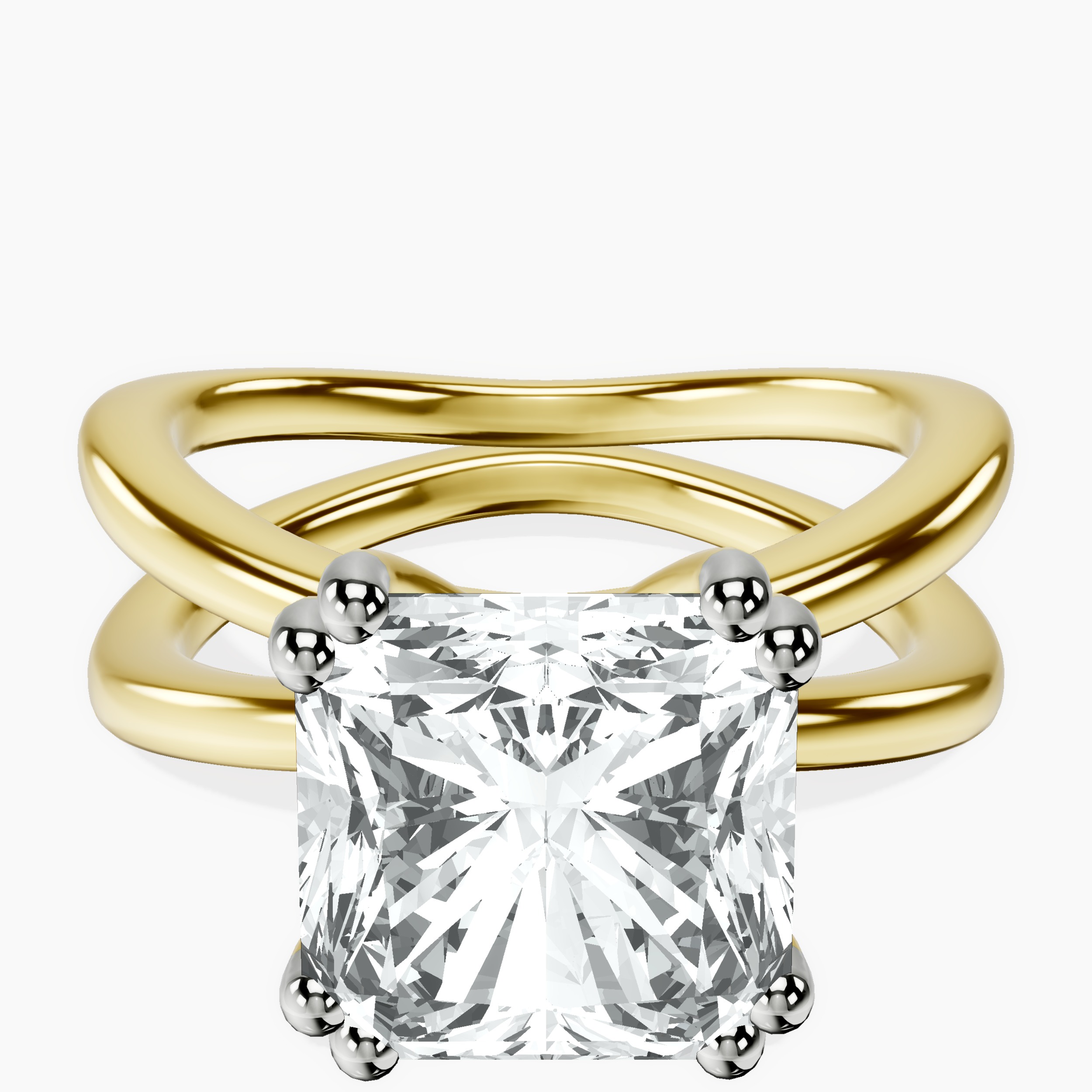 10kt Yellow Gold Stella Criss Cross Solitaire Lab Diamond Ring front image