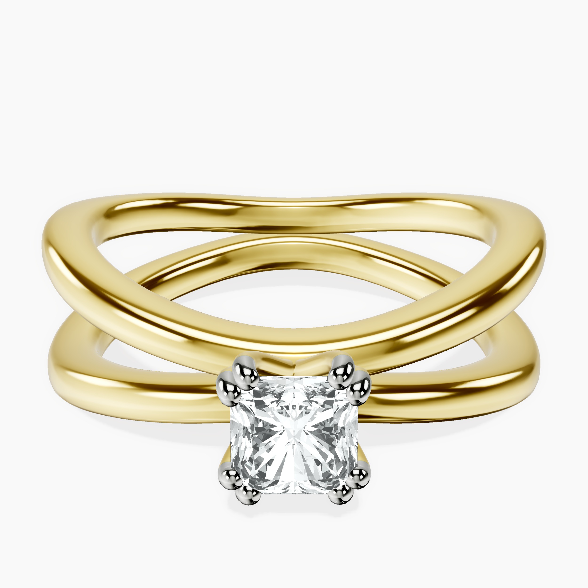 10kt Yellow Gold Stella Criss Cross Solitaire Lab Diamond Ring front image