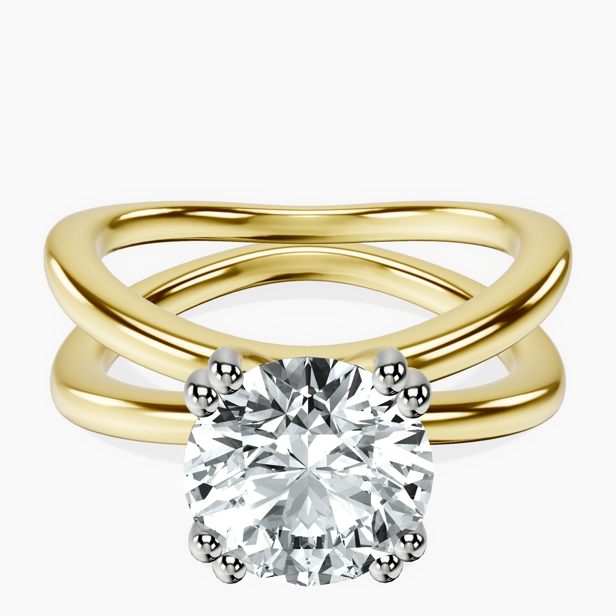 10kt Yellow Gold Stella Criss Cross Solitaire Lab Diamond Ring front image