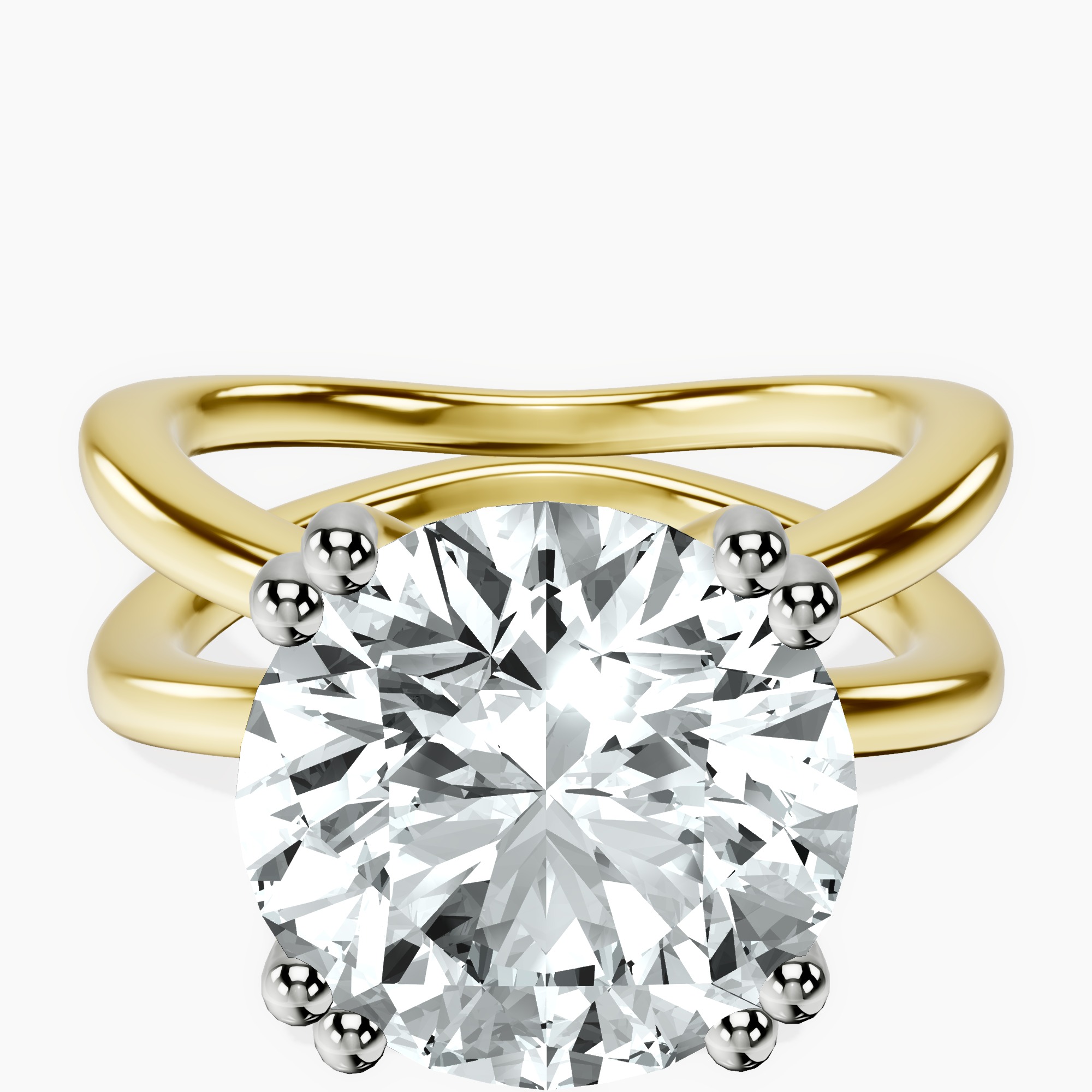 10kt Yellow Gold Stella Criss Cross Solitaire Lab Diamond Ring front image