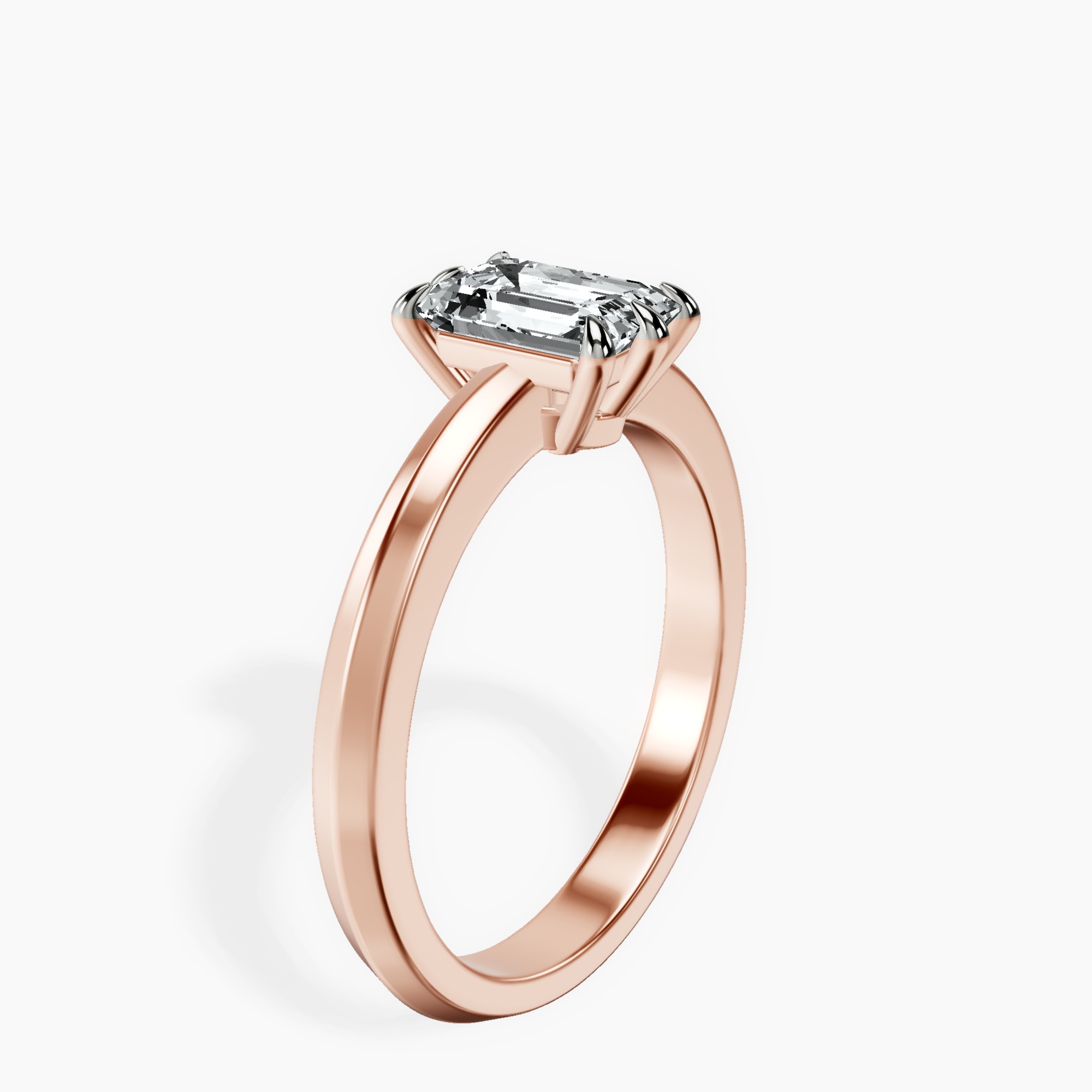 1.48 ct. emerald Eva Knife Edge Ring in 14kt rose gold standing product image one