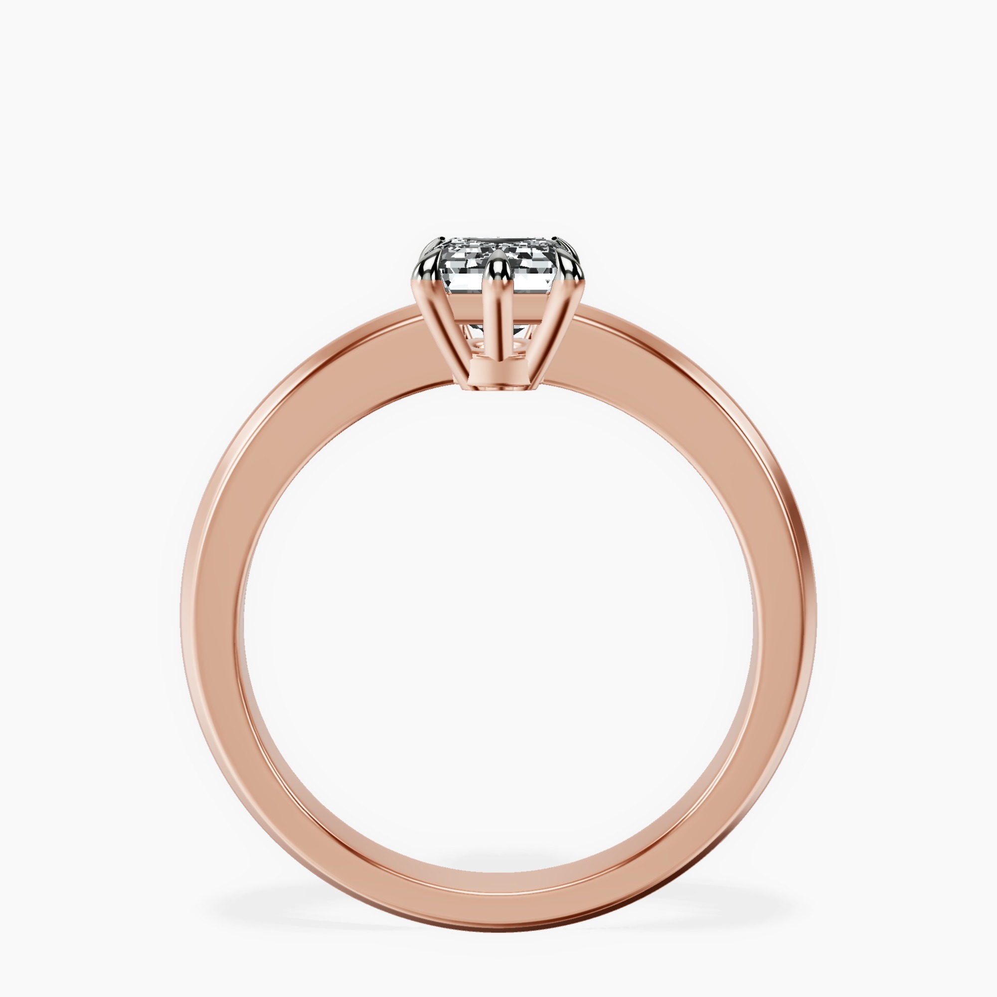 1.48 ct. emerald Eva Knife Edge Ring in 14kt rose gold side right image one