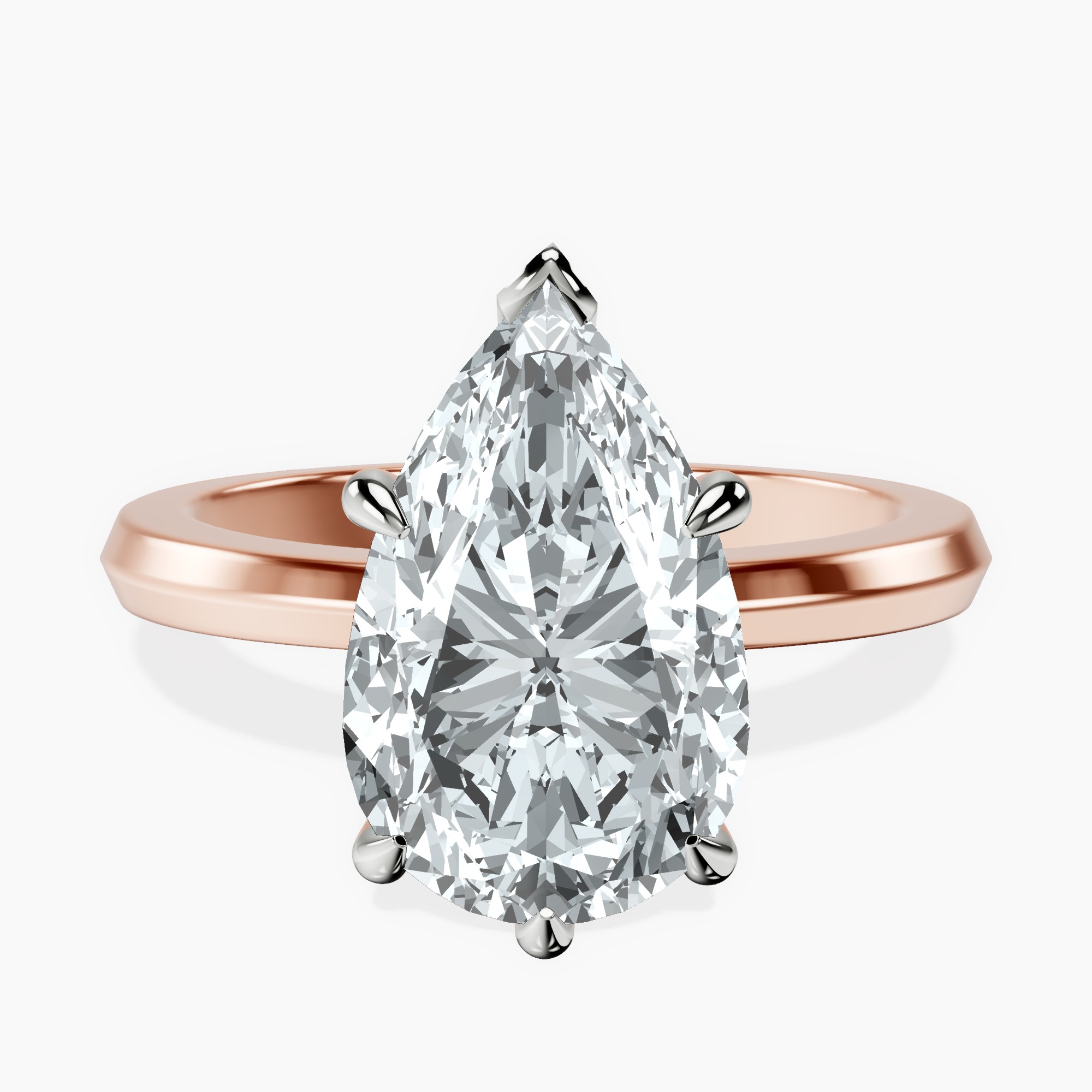 3.99 ct. pear Eva Knife Edge Ring in 14kt rose gold rtr top
