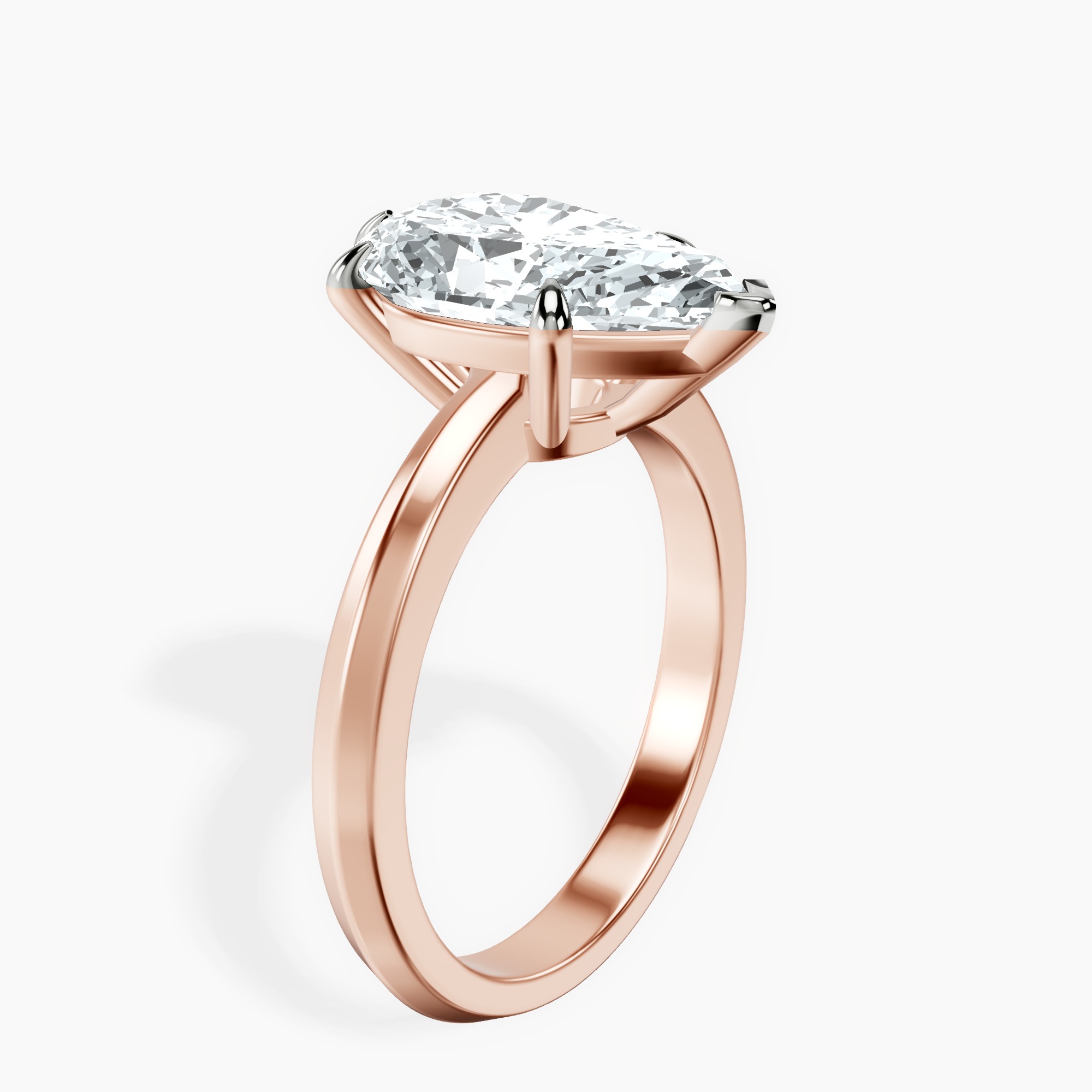3.99 ct. pear Eva Knife Edge Ring in 14kt rose gold standing product image one