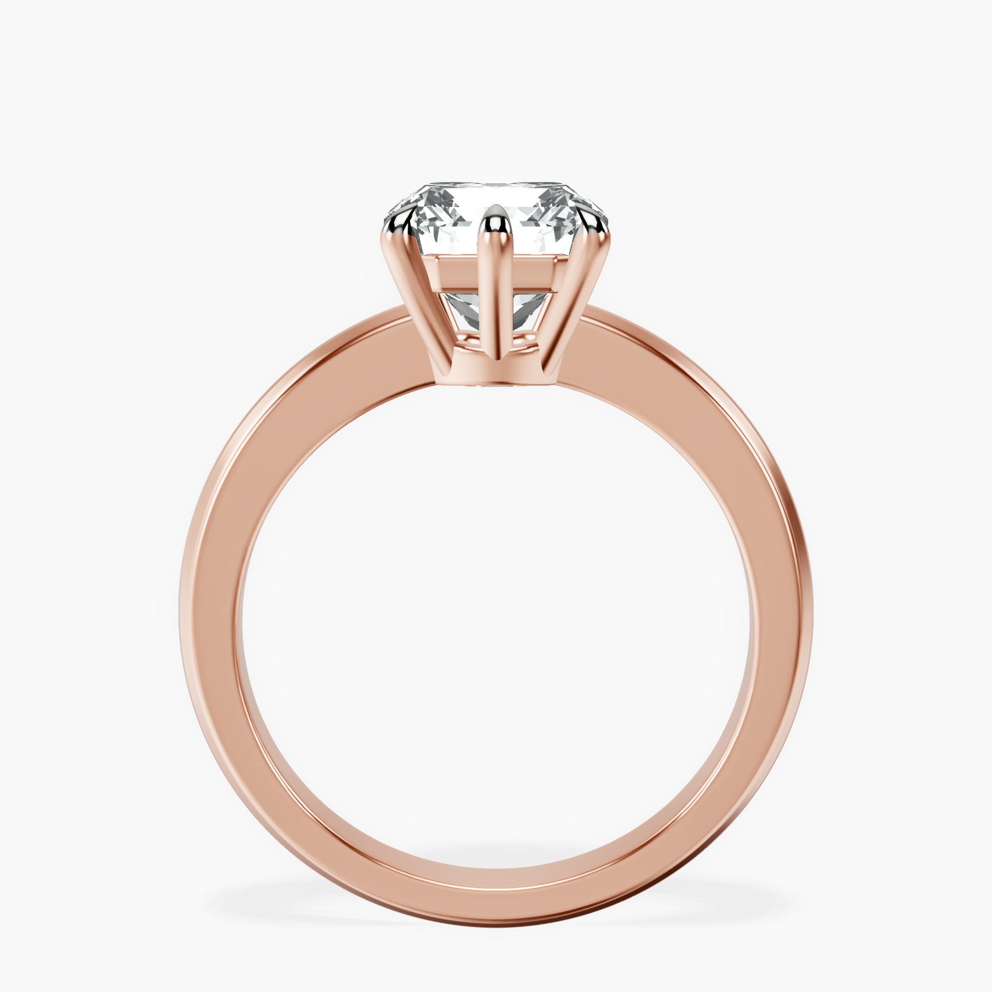 2.94 ct. radiant Eva Knife Edge Ring in 14kt rose gold side right image one