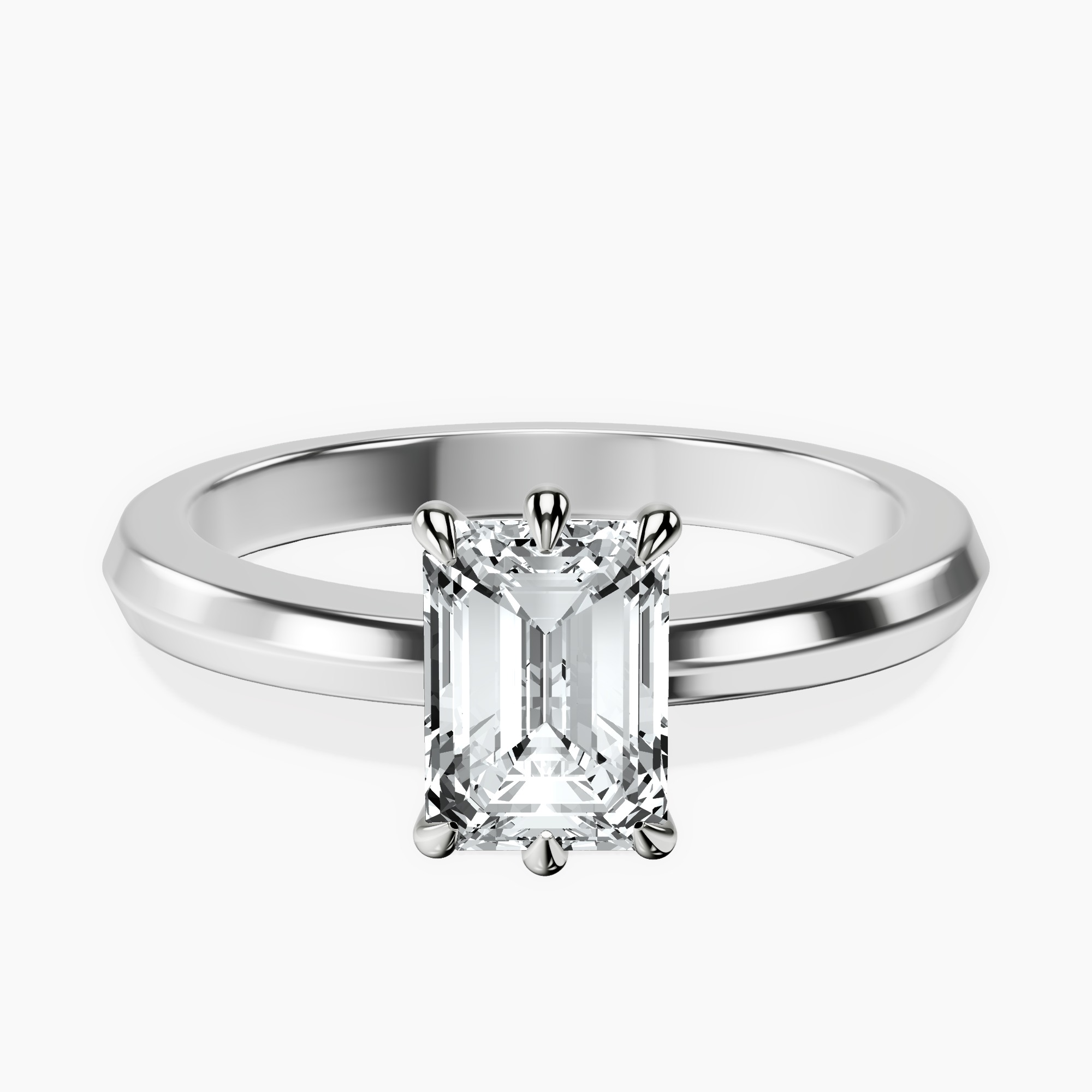 1.48 ct. emerald Eva Knife Edge Ring in 18kt white gold rtr top