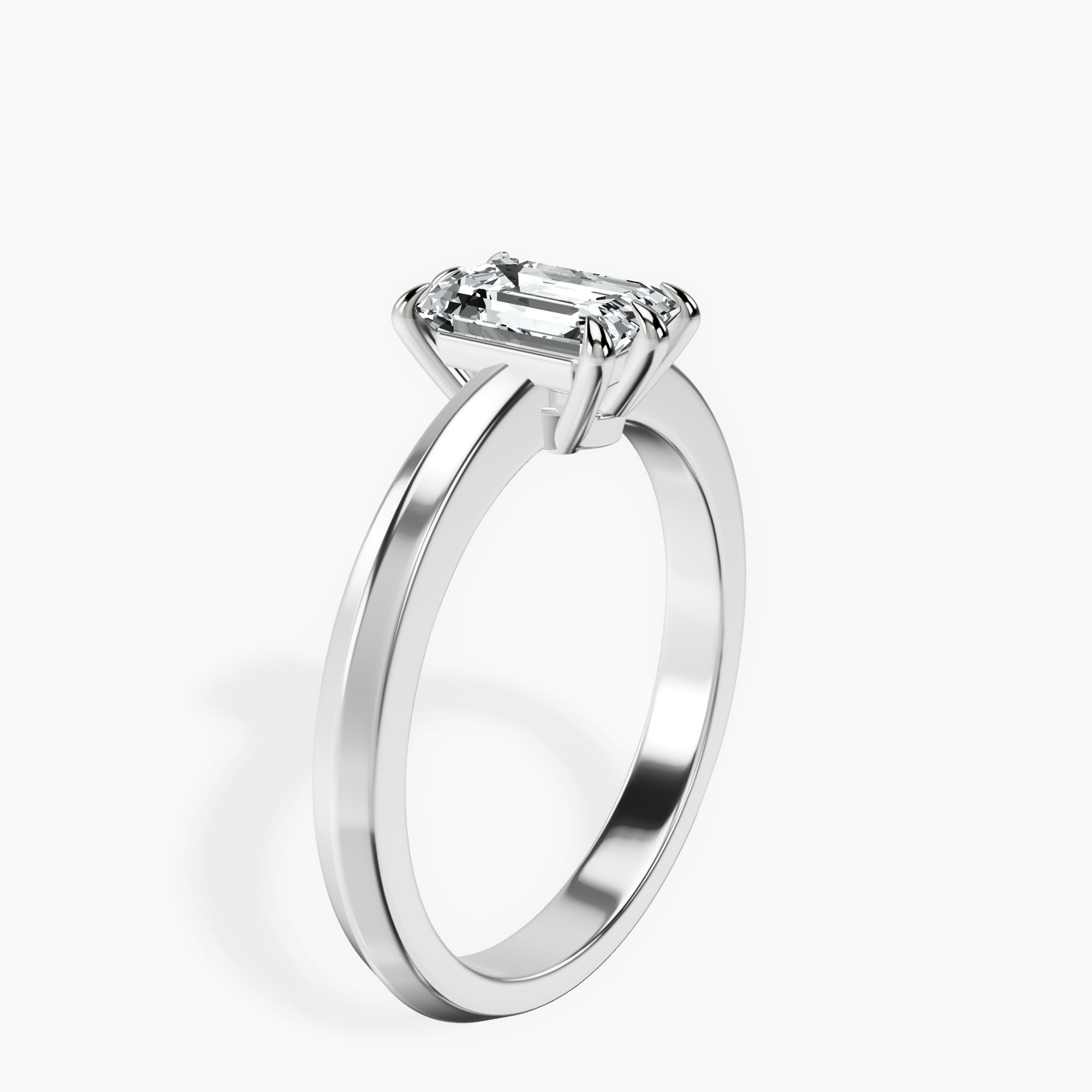 1.48 ct. emerald Eva Knife Edge Ring in 18kt white gold standing product image one