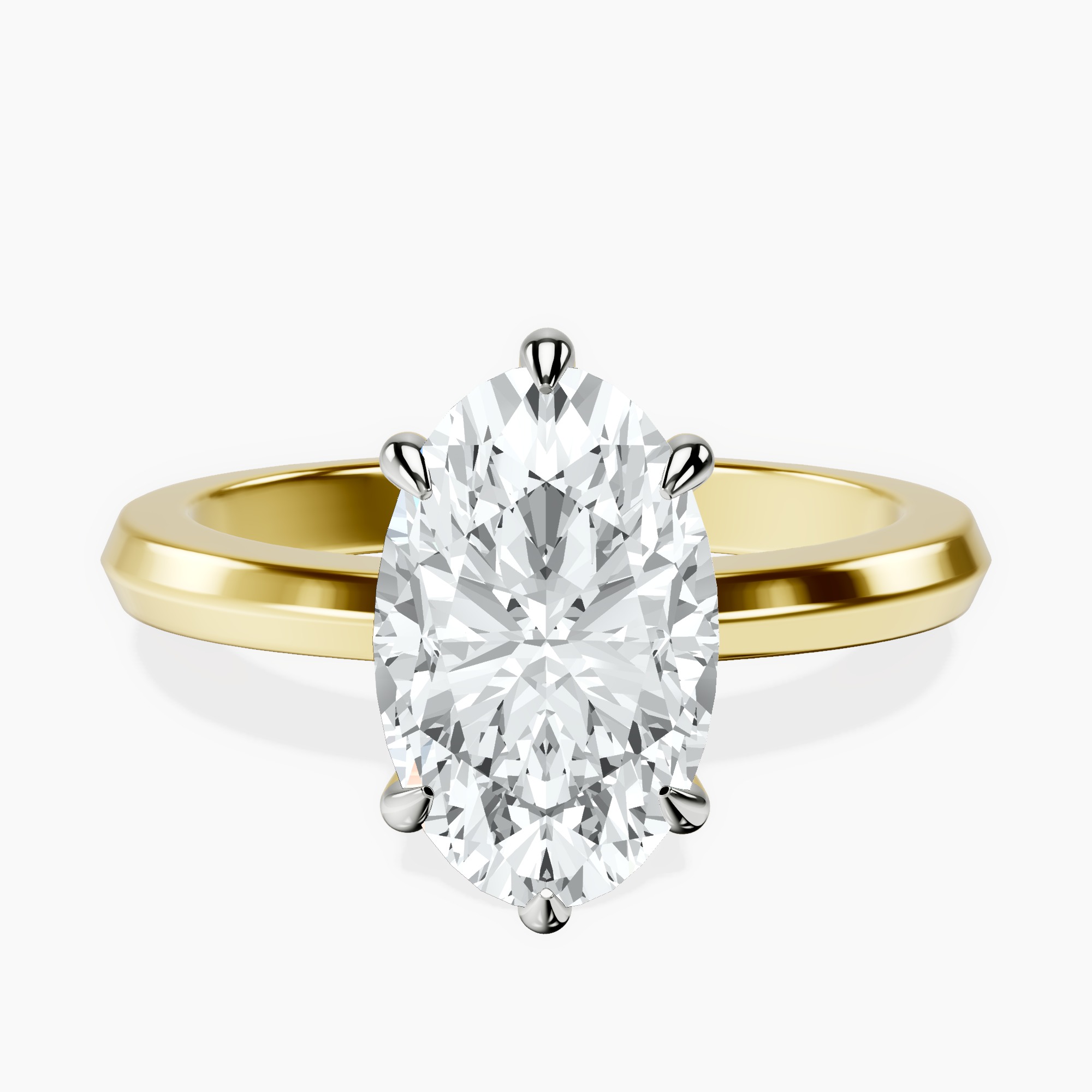 2.40 ct. oval Eva Knife Edge Ring in 10kt yellow gold rtr top
