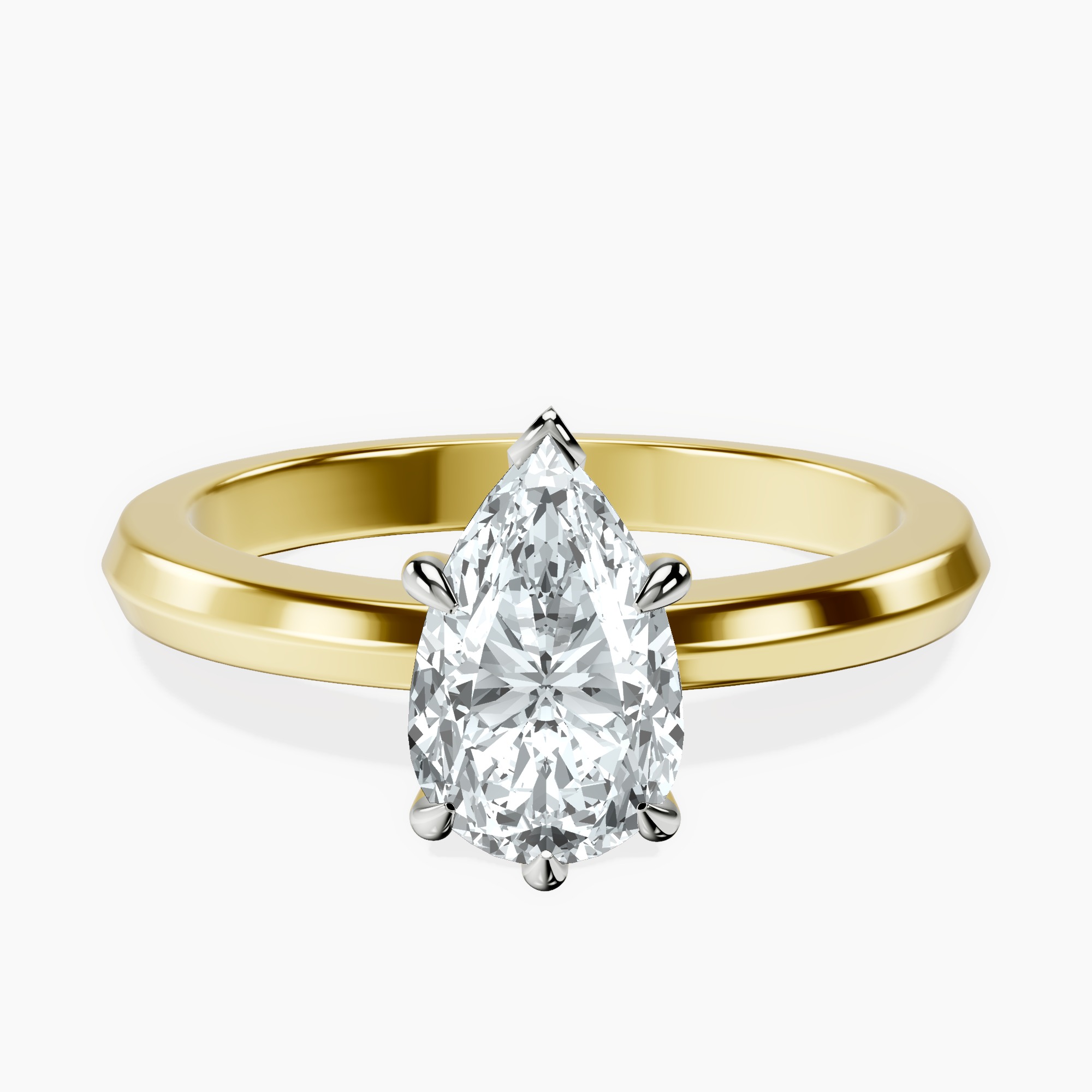 1.88 ct. pear Eva Knife Edge Ring in 18kt yellow gold rtr top